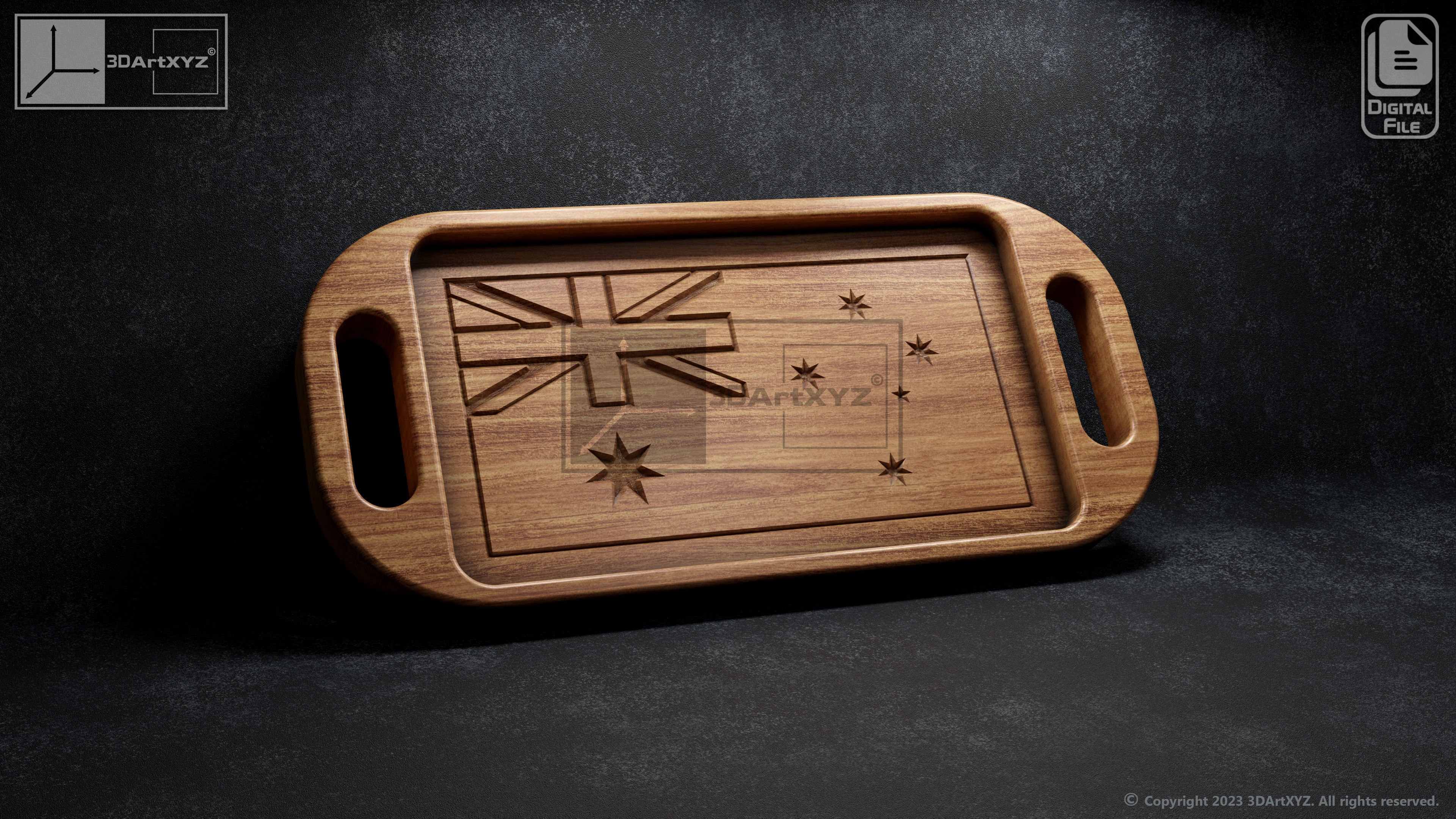 Australian Flag Trays Pack - CNC Files for Wood 3D model_2