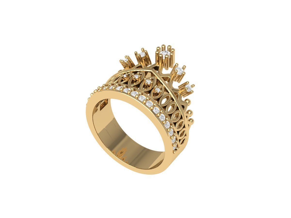 Crown Ring 3D print model_3
