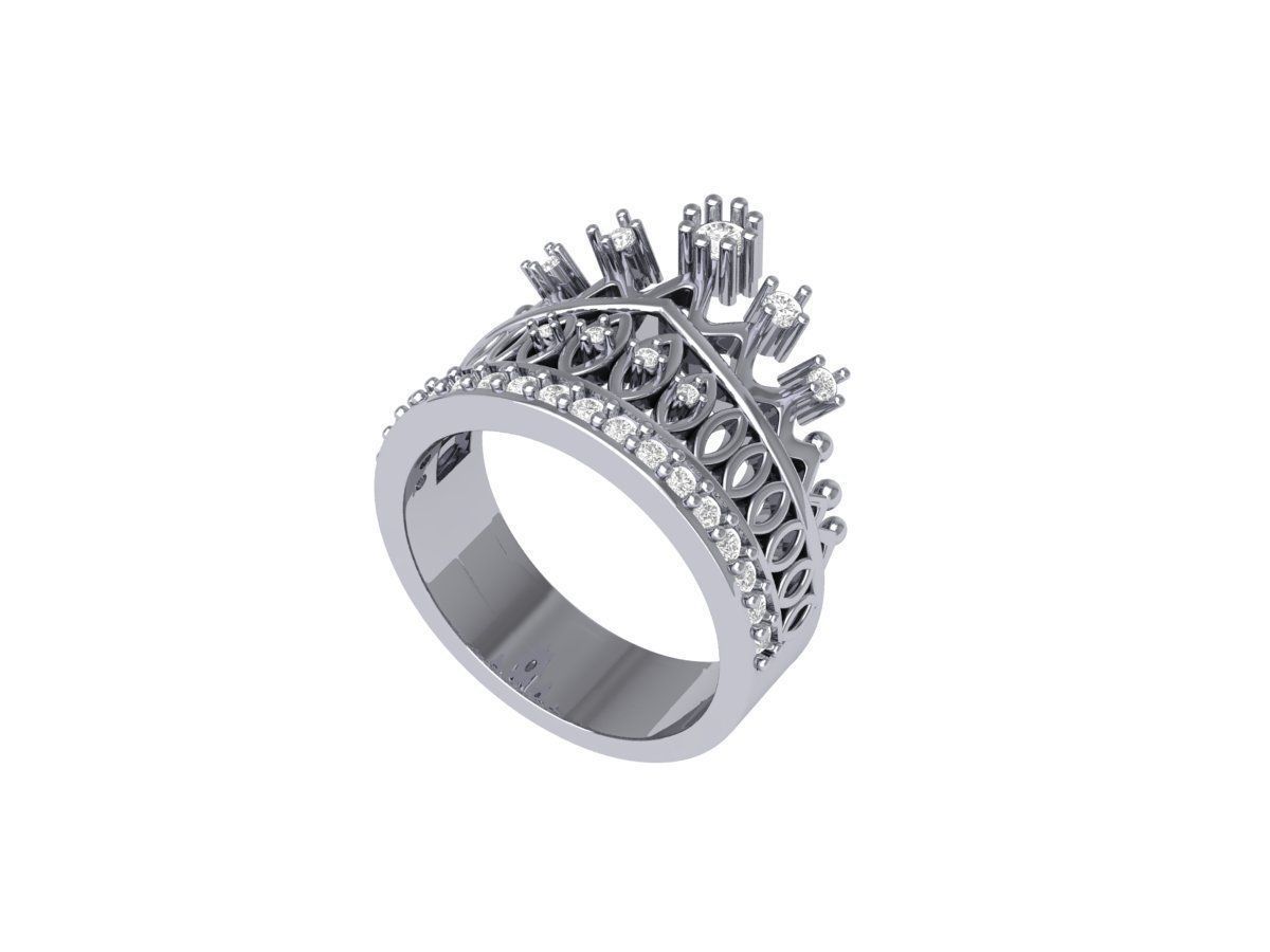 Crown Ring 3D print model_5