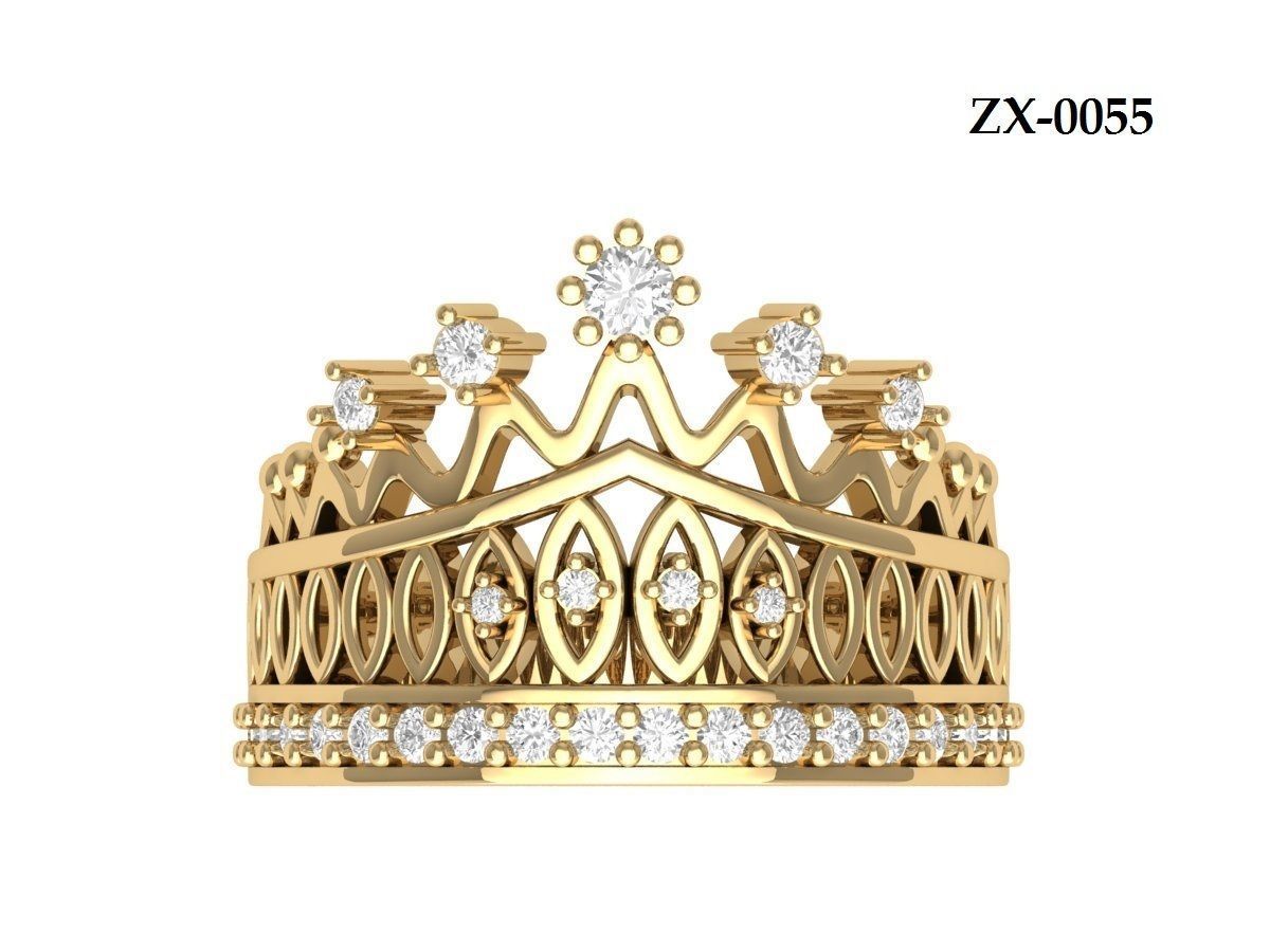 Crown Ring 3D print model_13