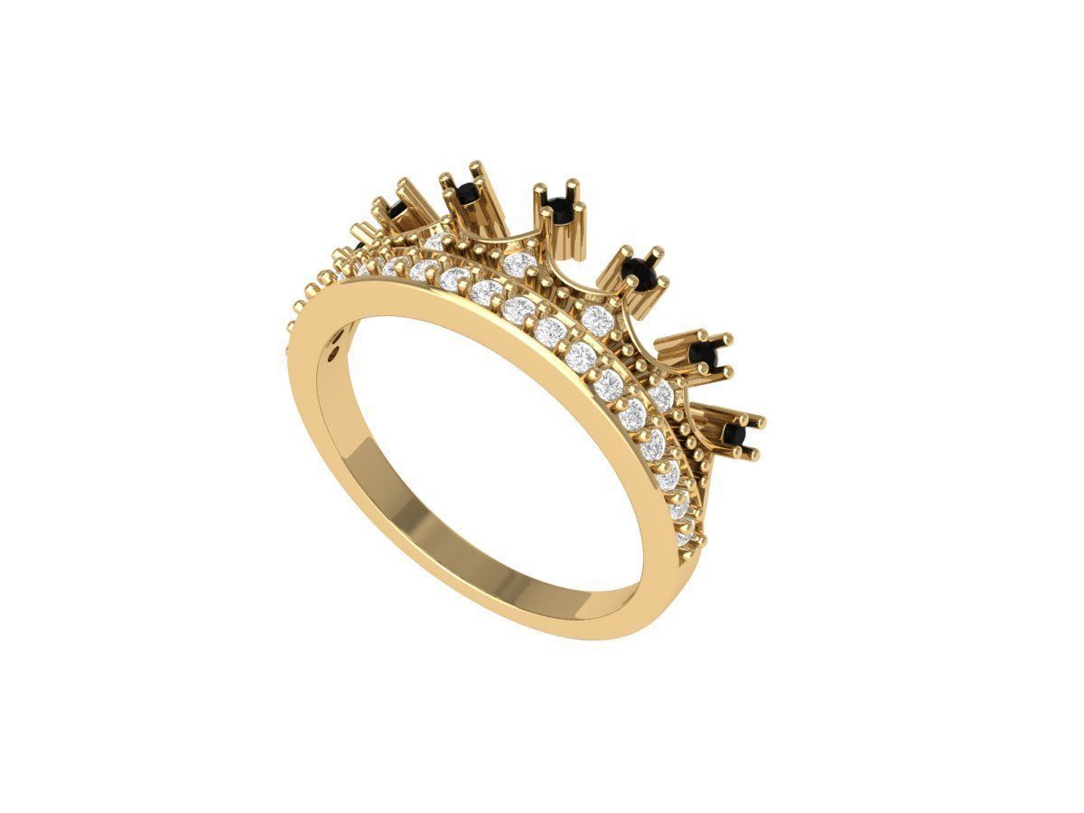 Crown Ring 3D print model_3