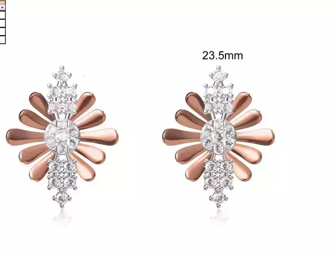 Women Stud Earring STL OBJ FBX JCD Details 3D print model