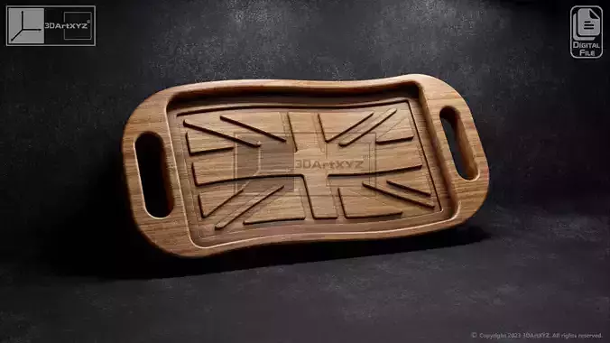 UK Wavy Flag Tray With Handles - CNC Files for Wood