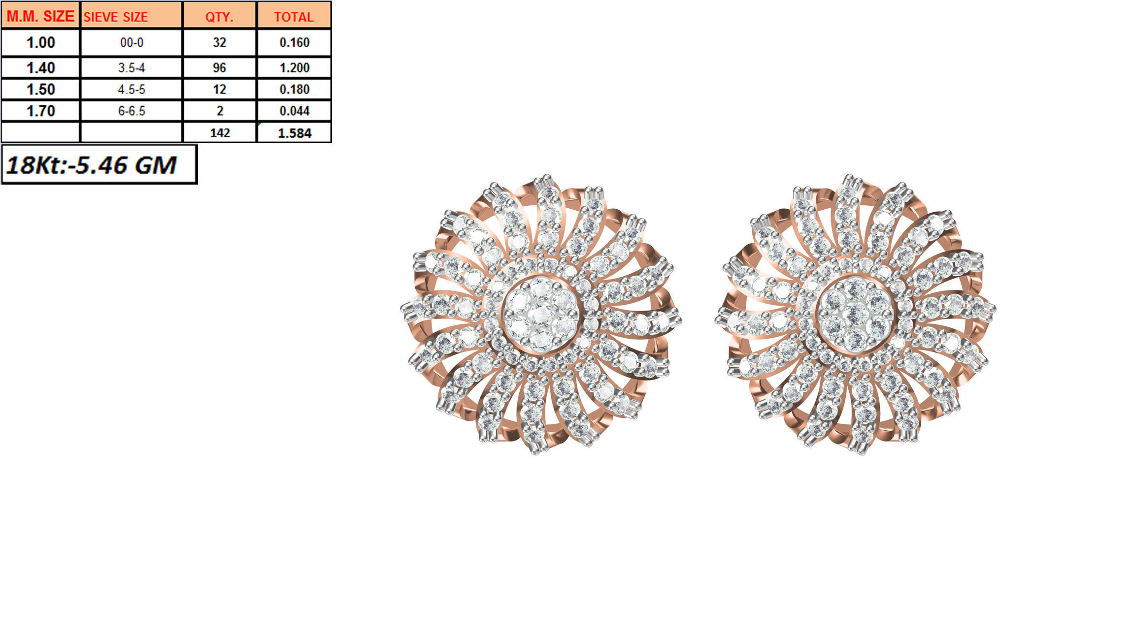 Women Stud Earring STL OBJ FBX JCD Details 3D print model_1