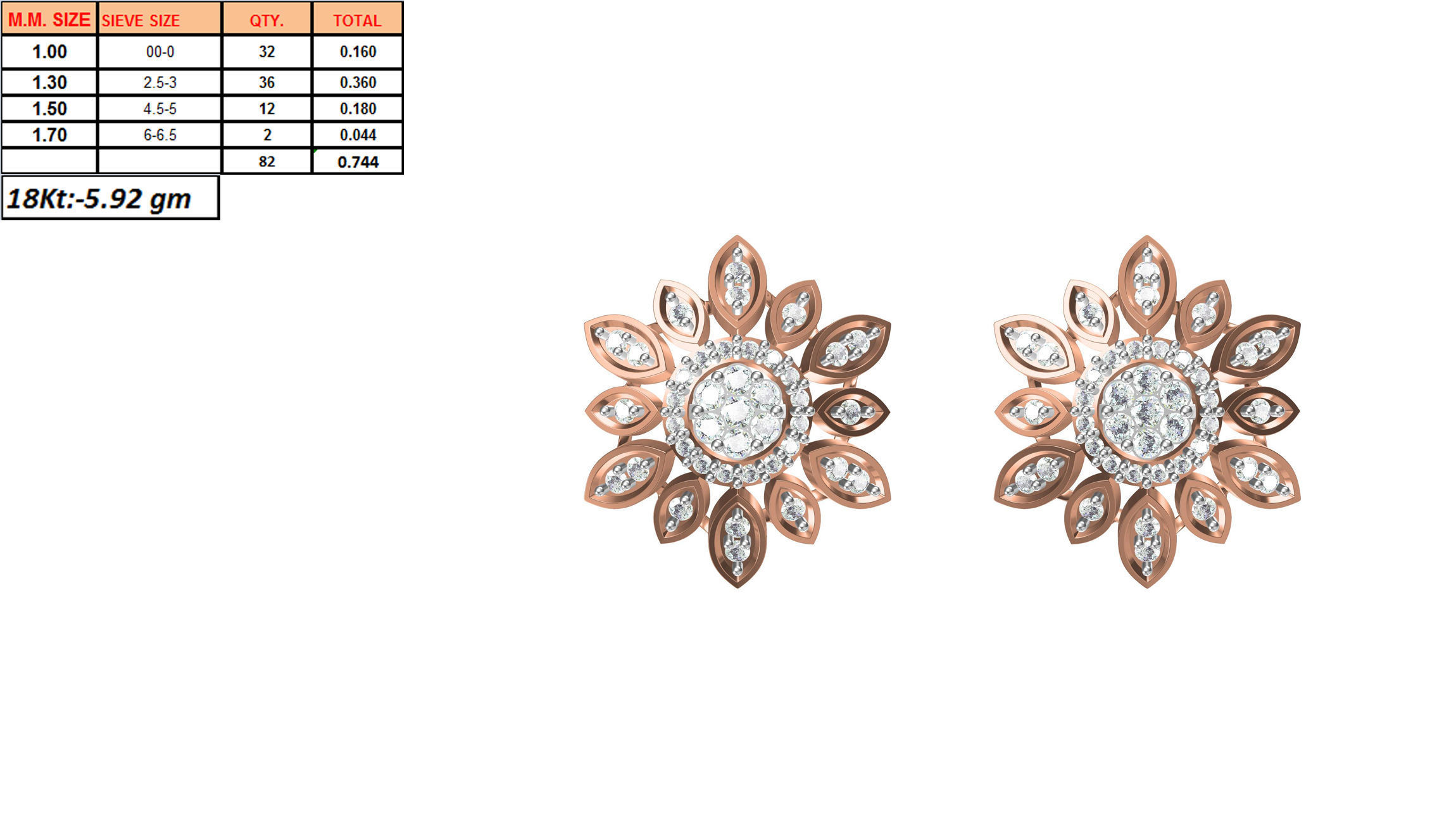 Women Stud Earring STL OBJ FBX JCD Details 3D print model_1