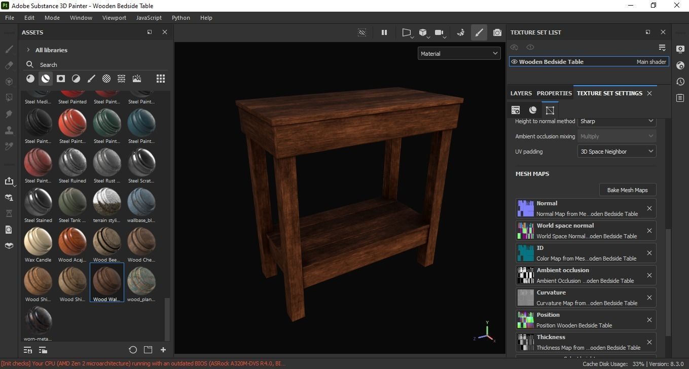 Wooden Bedside Table 3D Model Low-poly 3D model_6