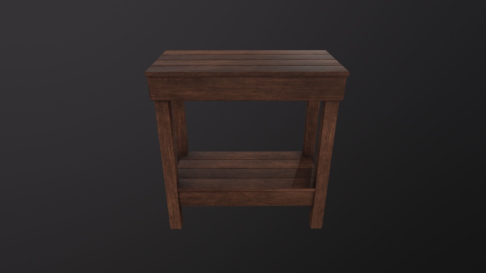 Wooden Bedside Table 3D Model Low-poly 3D model_3