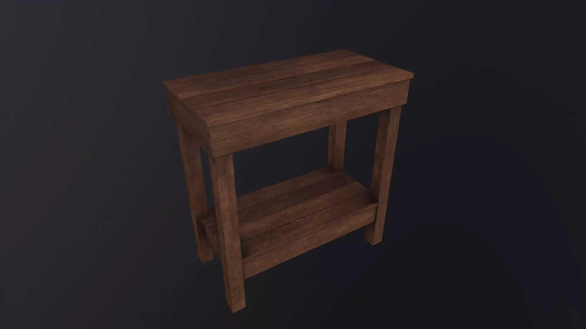 Wooden Bedside Table 3D Model Low-poly 3D model_0