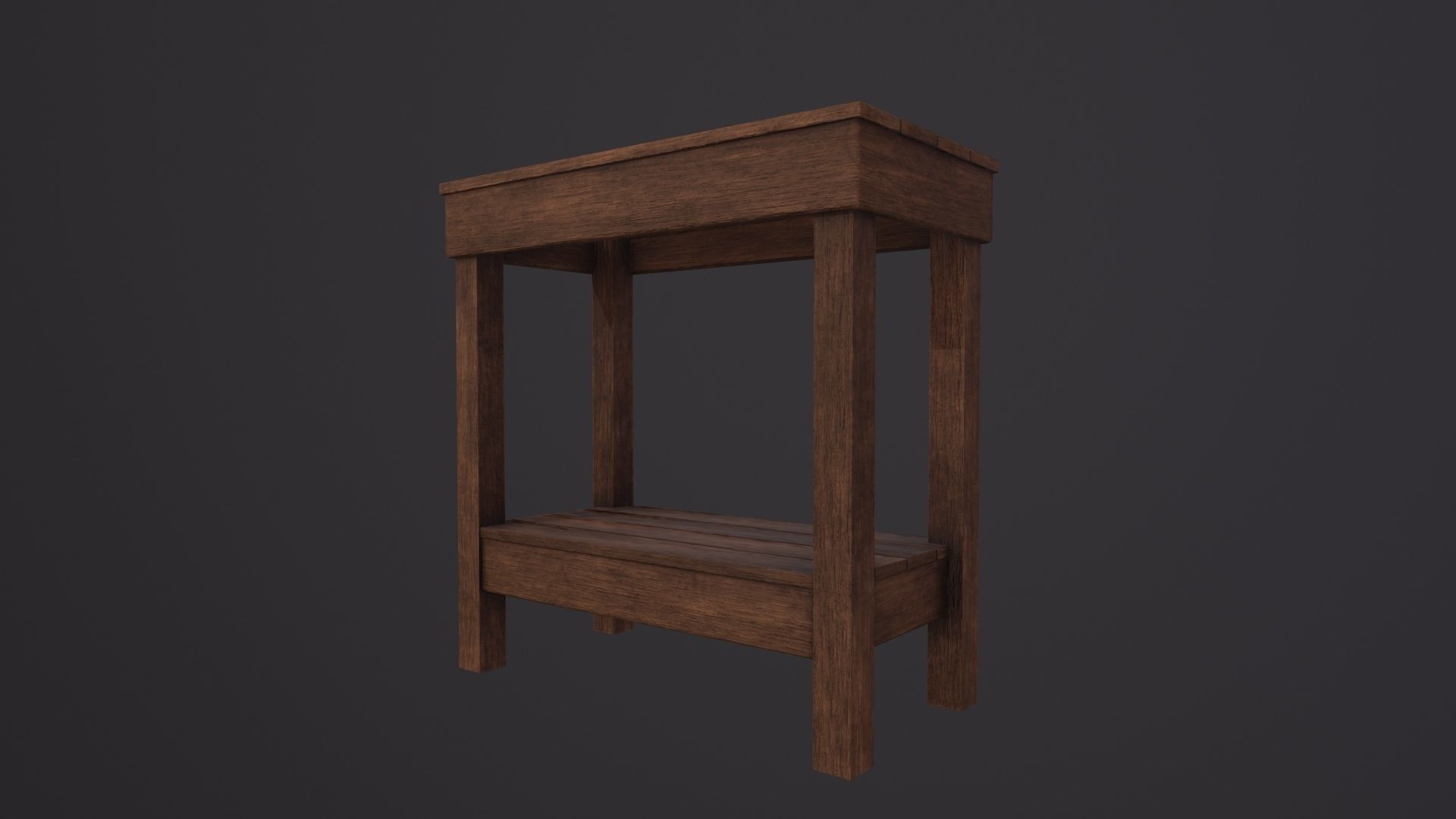 Wooden Bedside Table 3D Model Low-poly 3D model_5