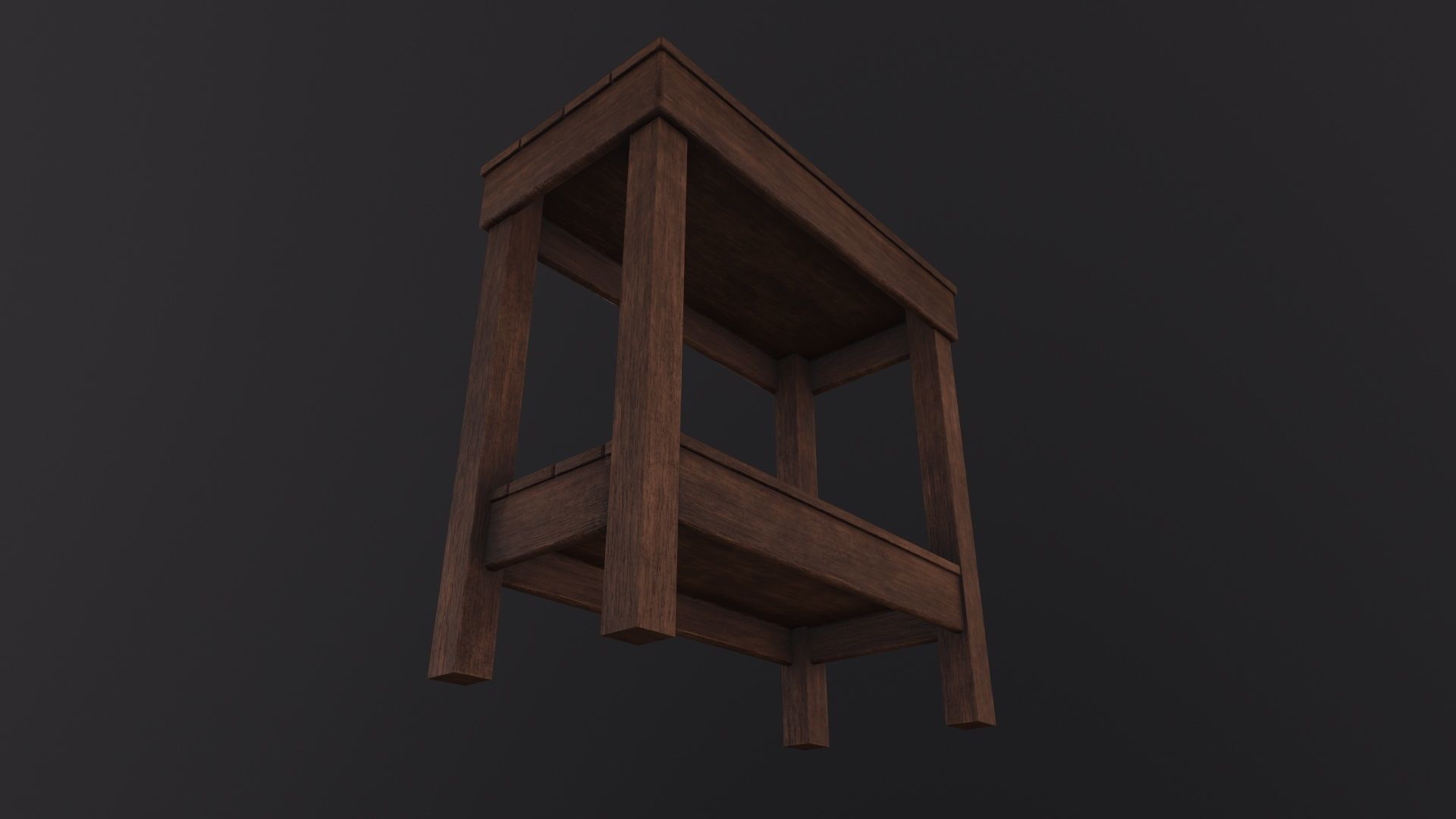 Wooden Bedside Table 3D Model Low-poly 3D model_4