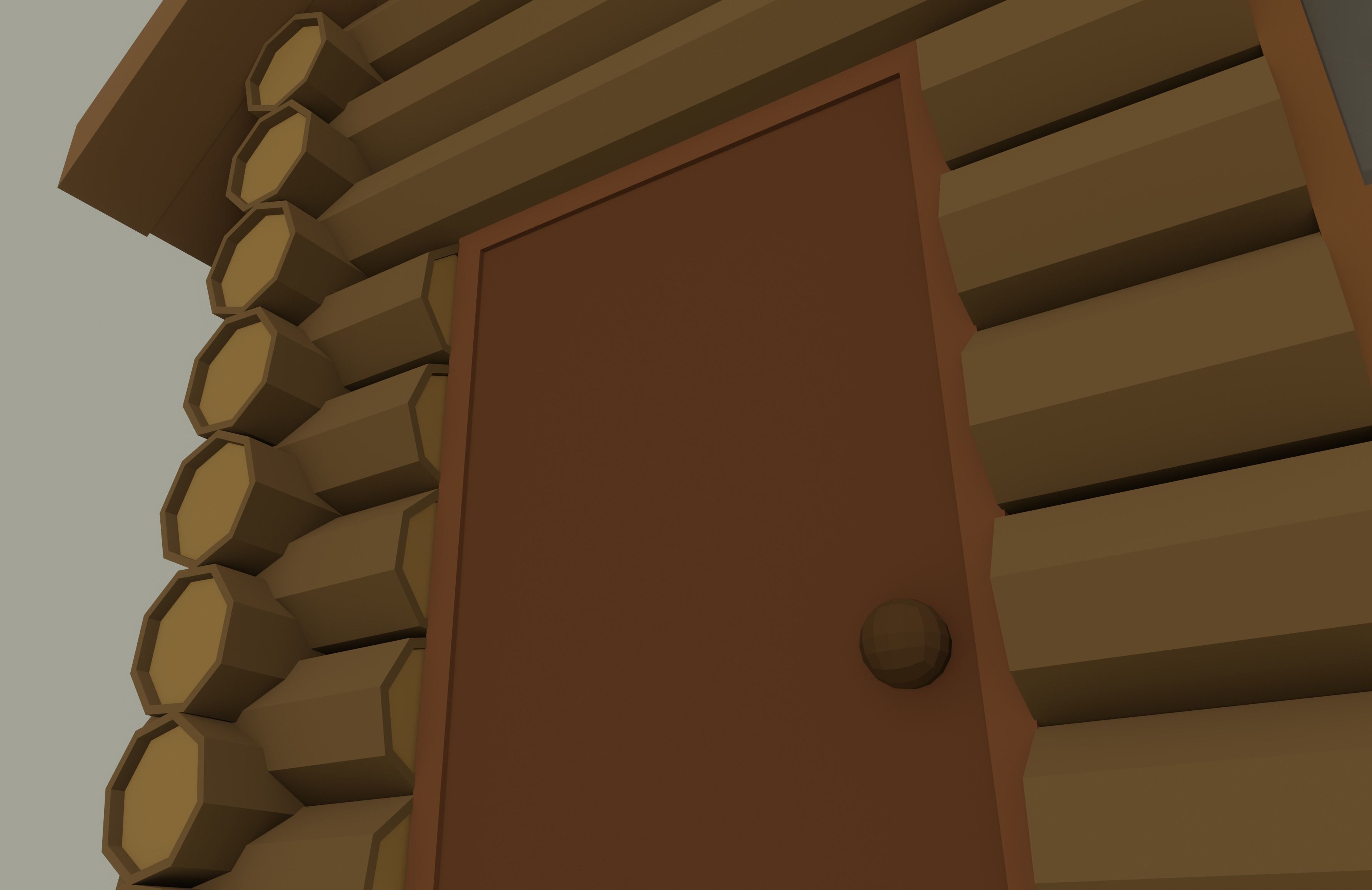 Wooden Cabin Low Poly 3D model_12