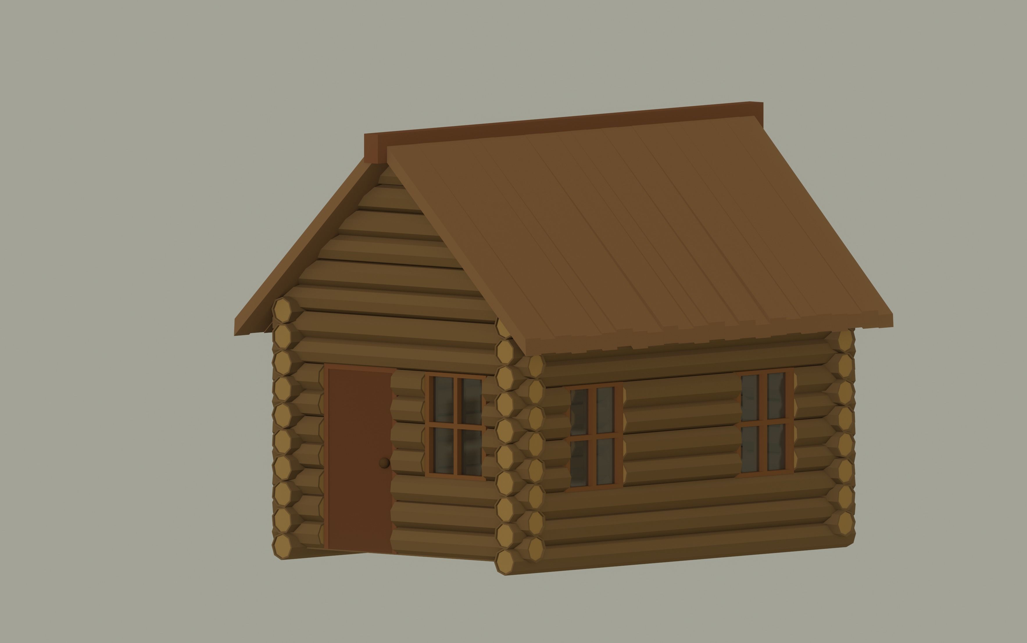 Wooden Cabin Low Poly 3D model_1