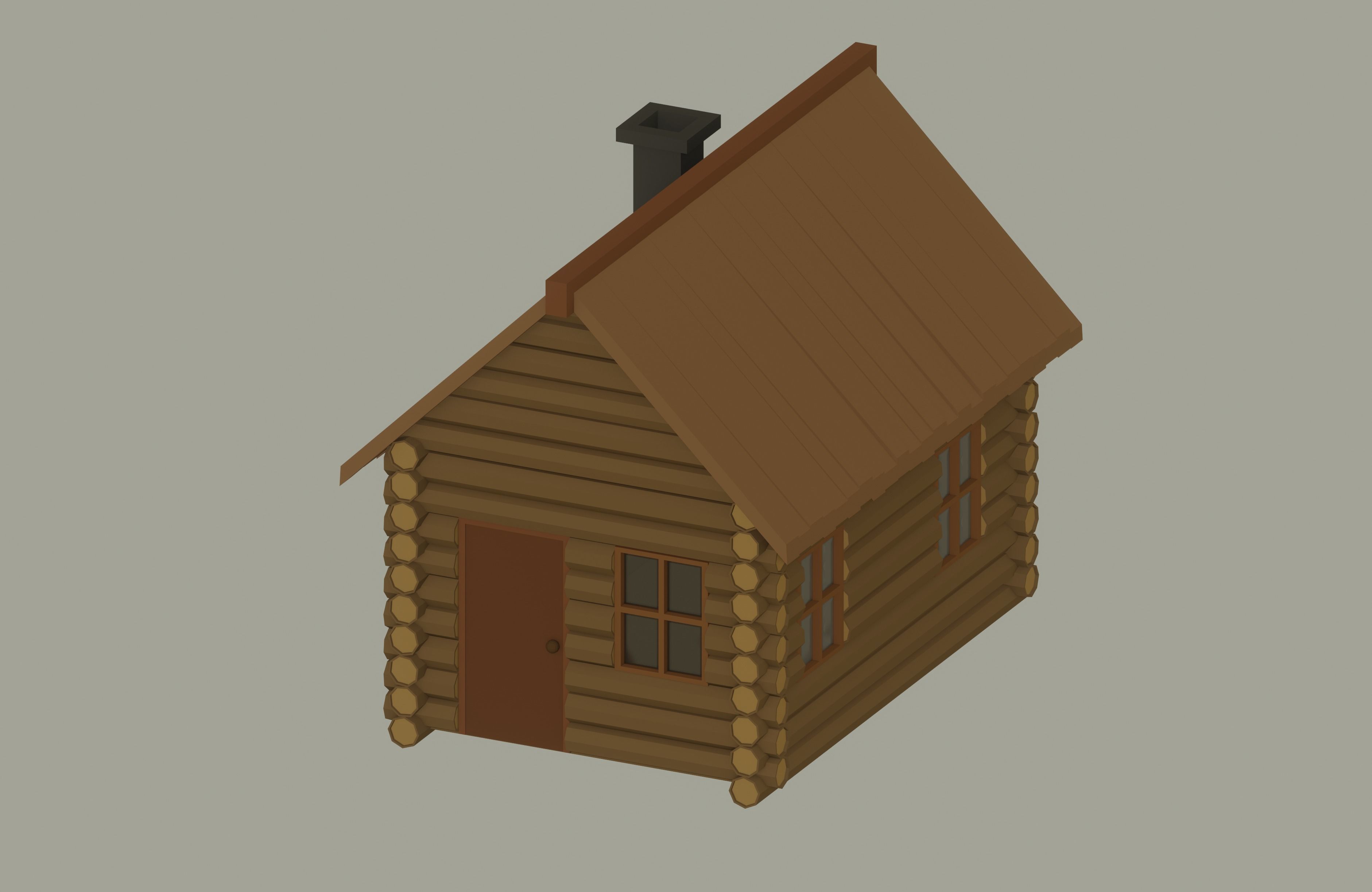 Wooden Cabin Low Poly 3D model_8