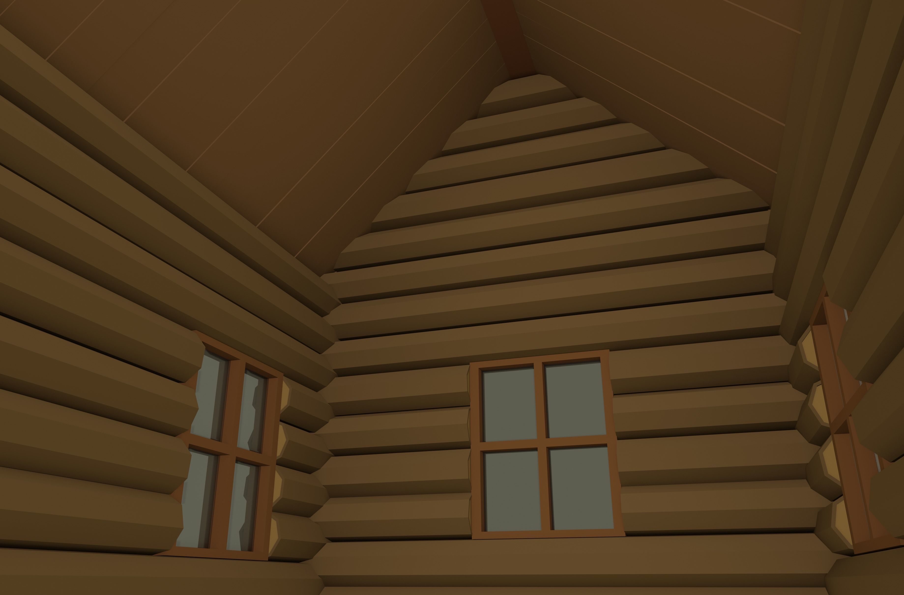 Wooden Cabin Low Poly 3D model_13