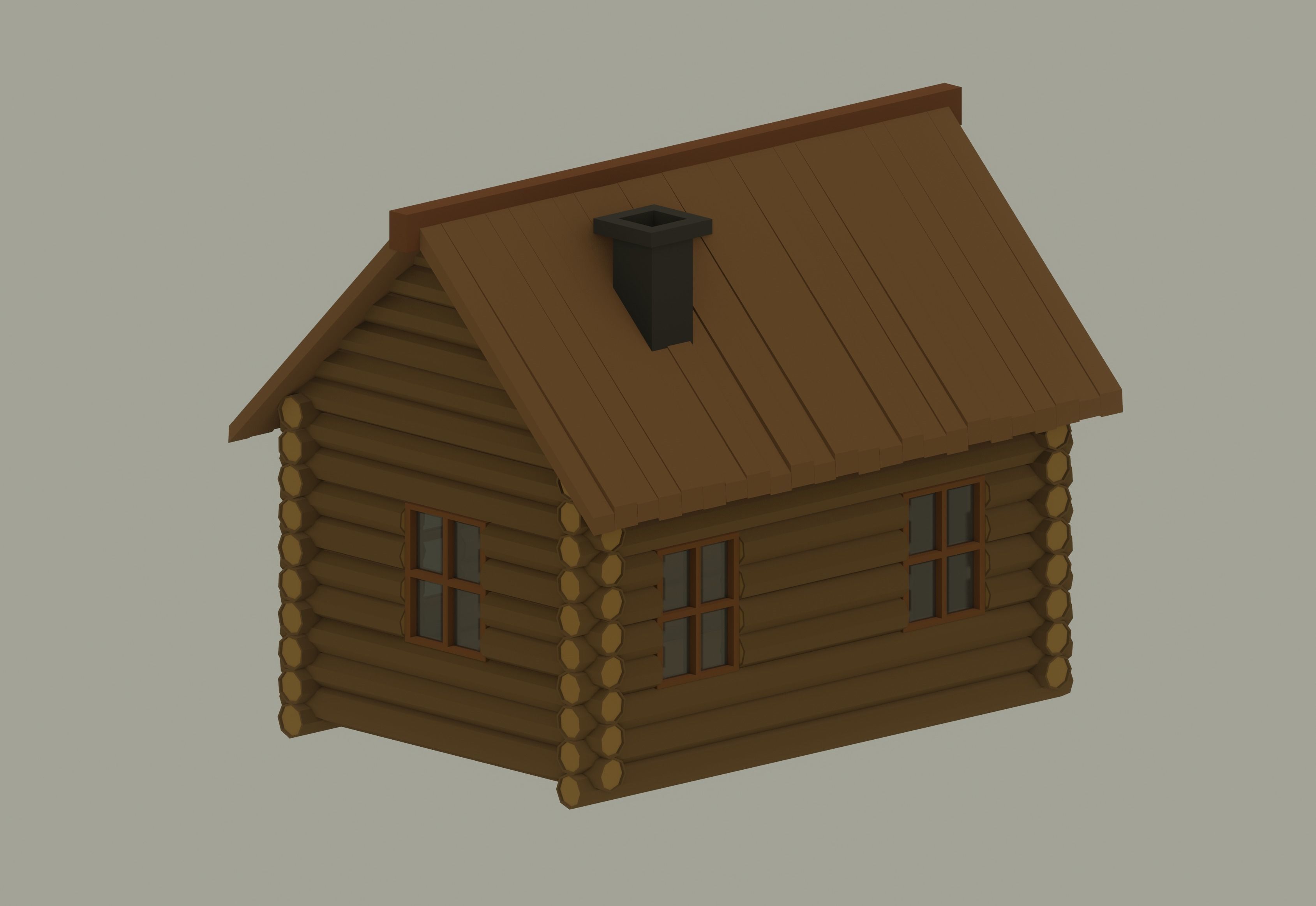 Wooden Cabin Low Poly 3D model_4