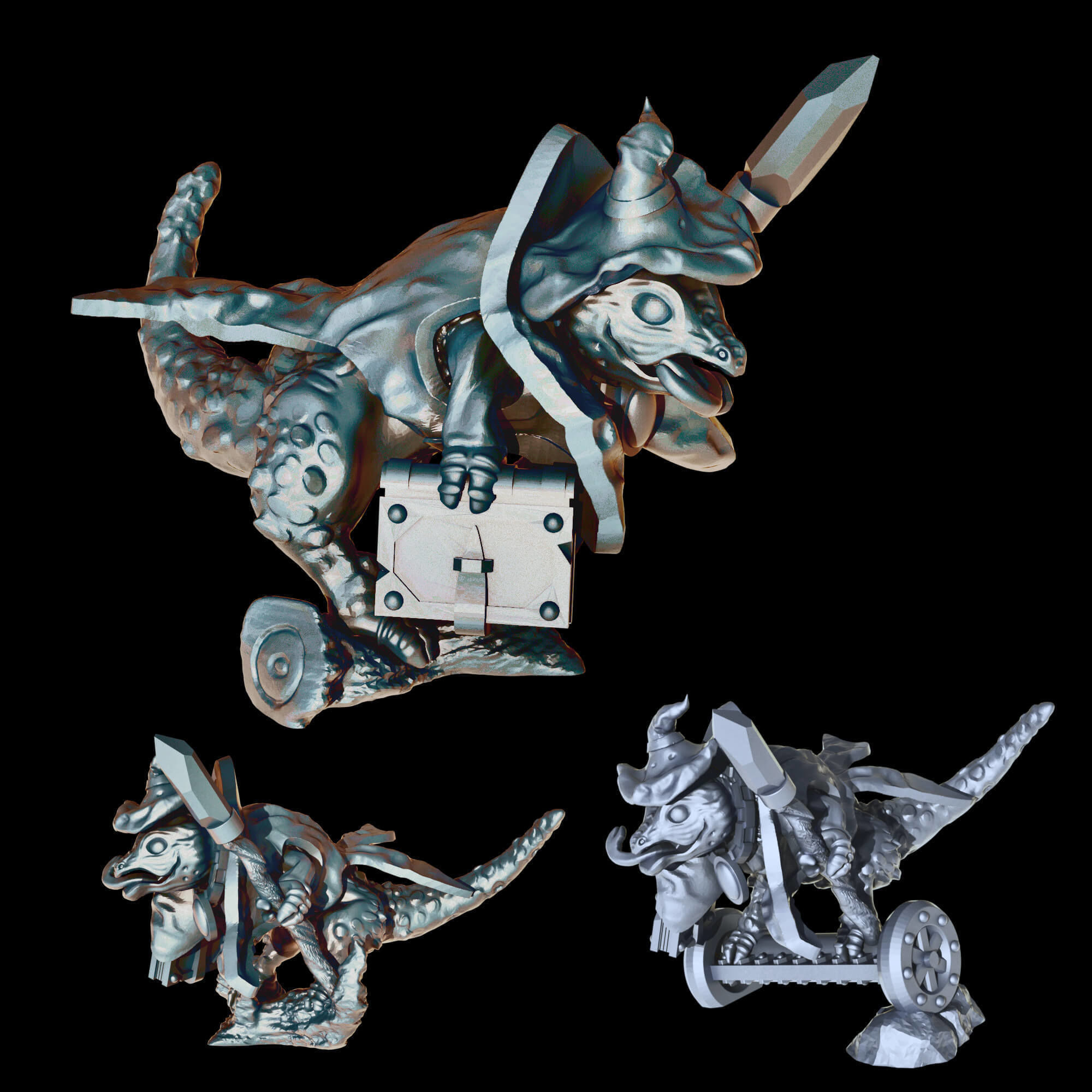 Lizard Wizard Fantasy Cute Creatures Fantasy Tabletop Miniatures 3D print model_15