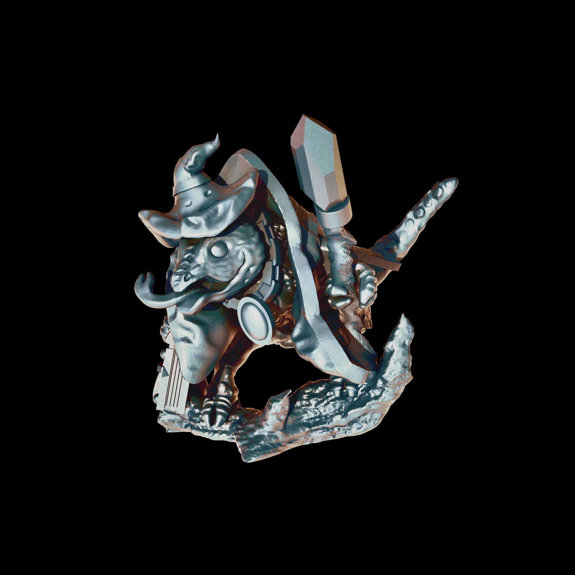 Lizard Wizard Fantasy Cute Creatures Fantasy Tabletop Miniatures 3D print model_9