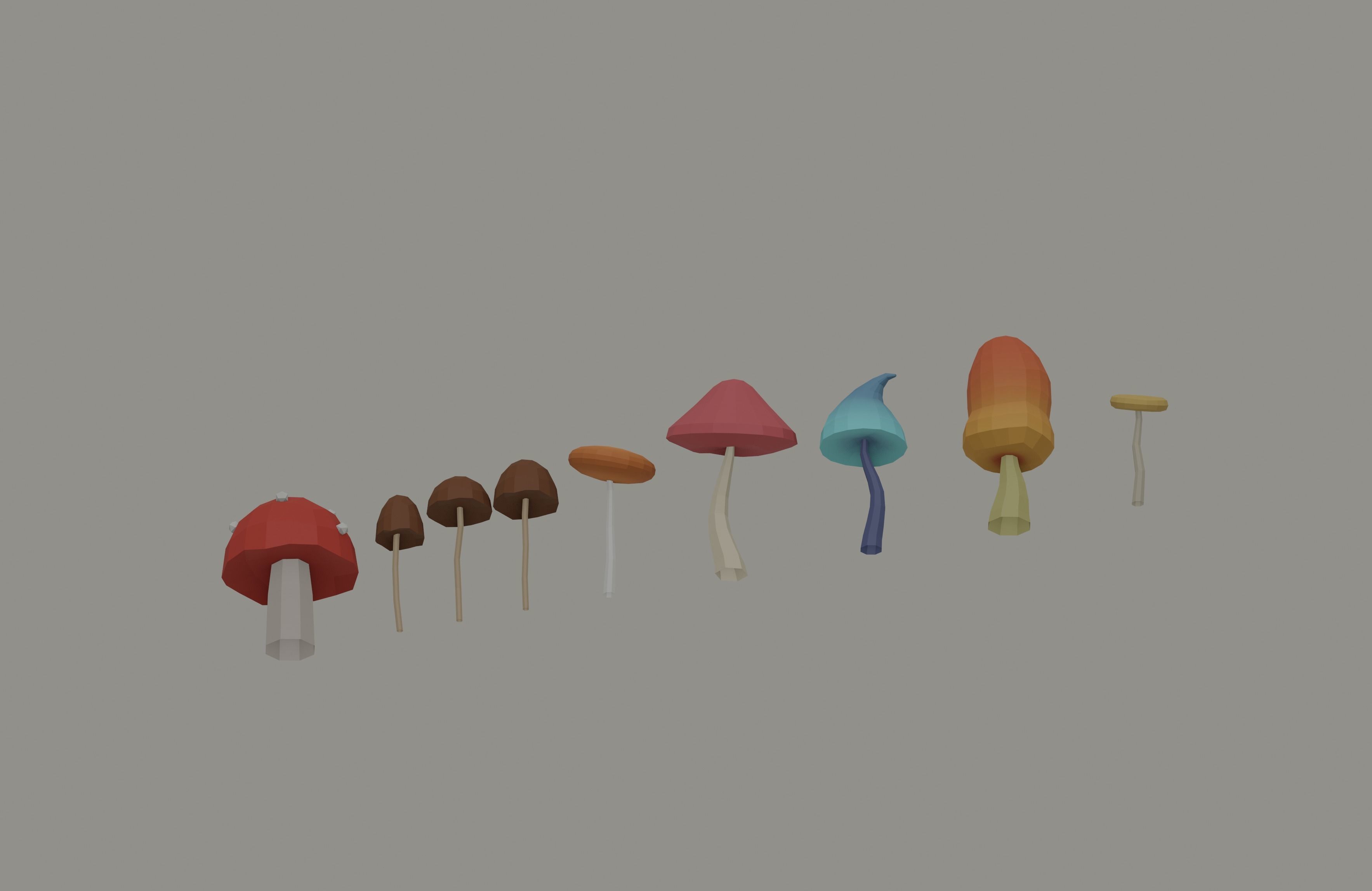 Mushrooms Low Poly Low-poly 3D model_3