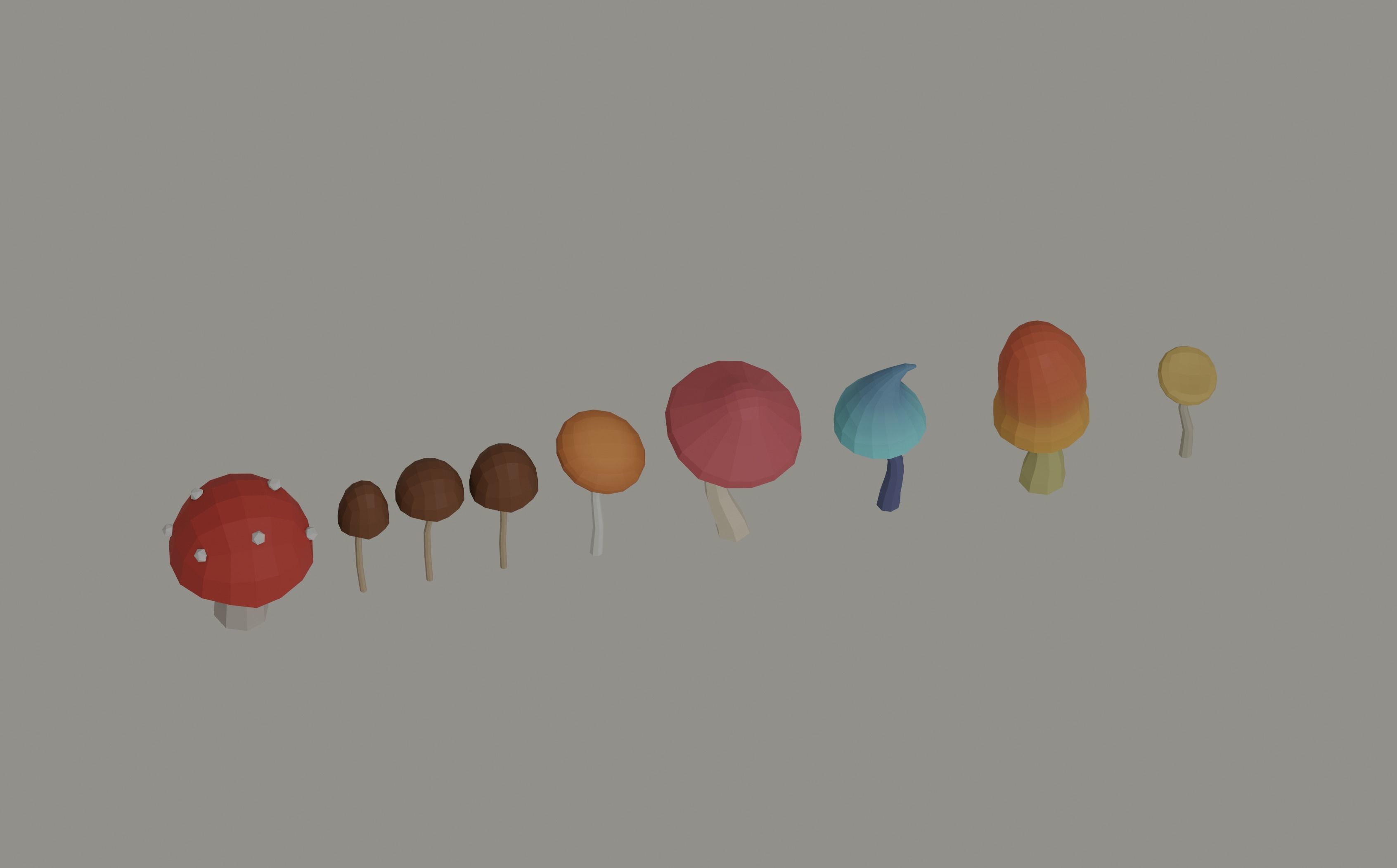 Mushrooms Low Poly Low-poly 3D model_5