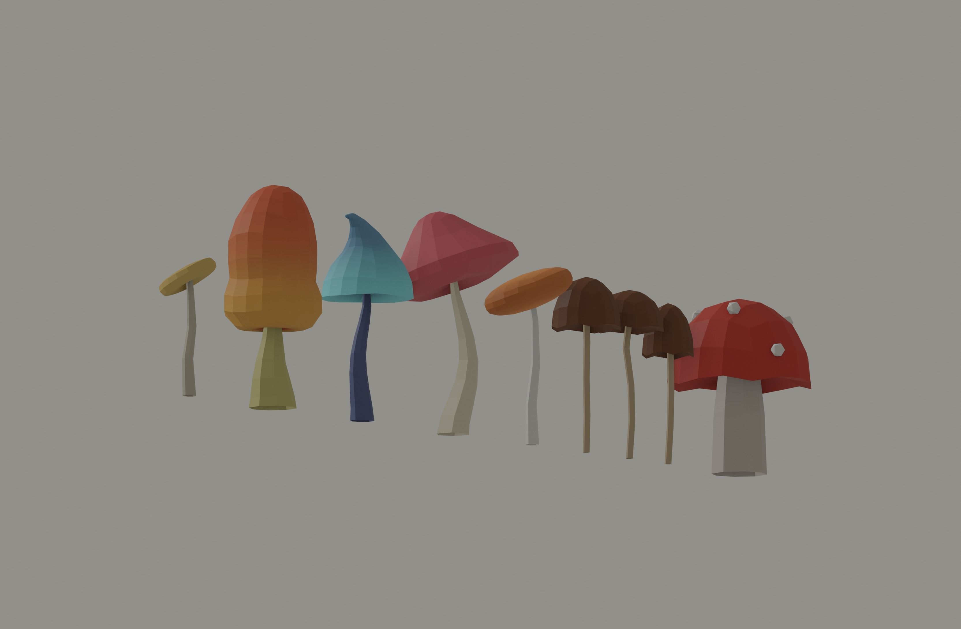 Mushrooms Low Poly Low-poly 3D model_7