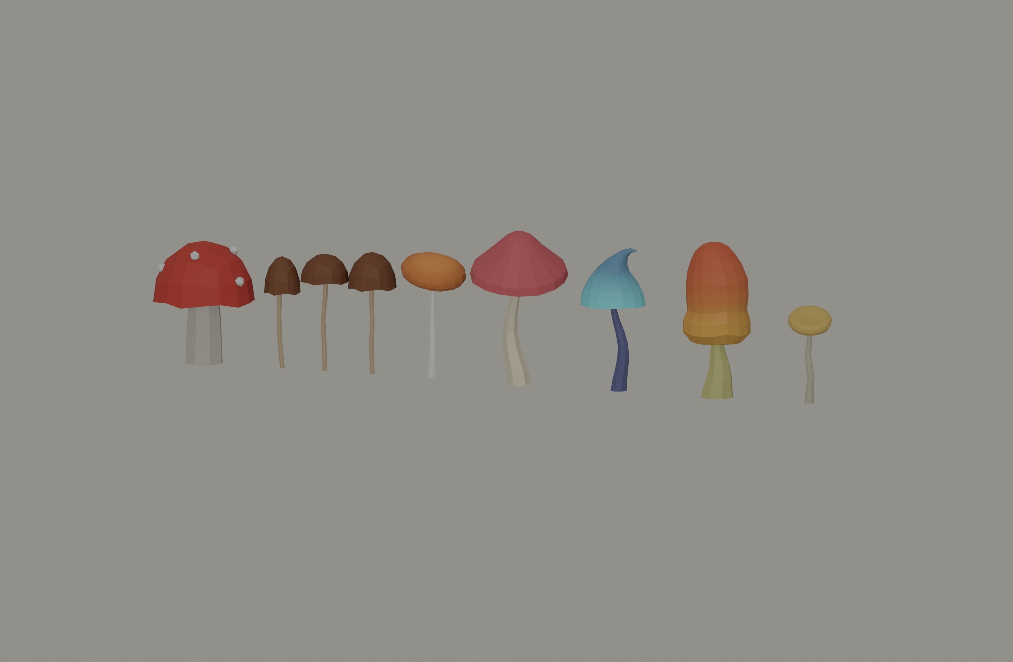 Mushrooms Low Poly Low-poly 3D model_2