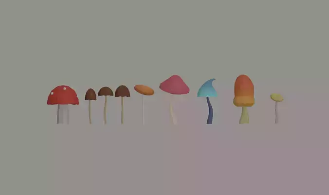 Mushrooms Low Poly Low-poly 3D model Mushrooms Low Poly Low-poly 3D model