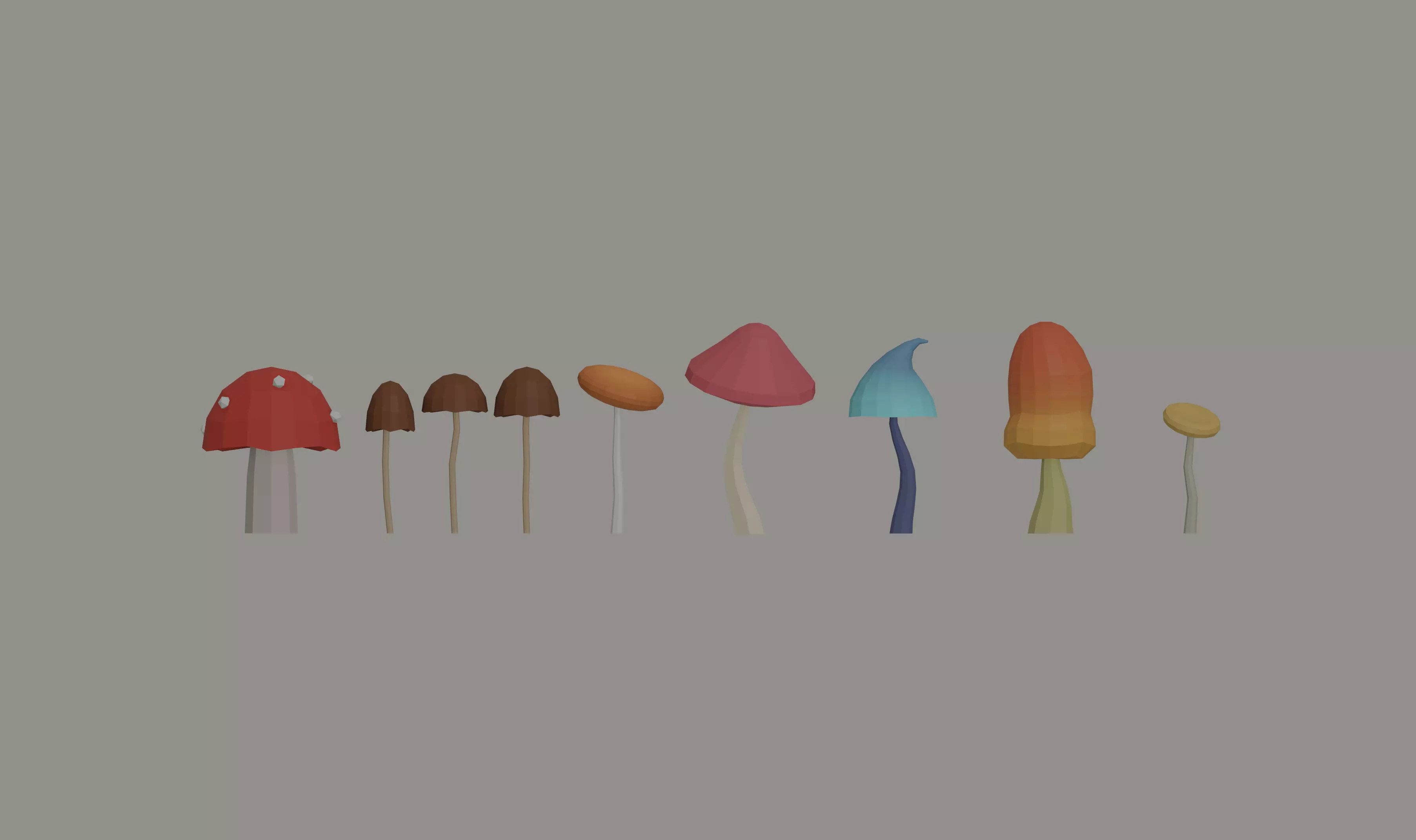 Mushrooms Low Poly Low-poly 3D model_0
