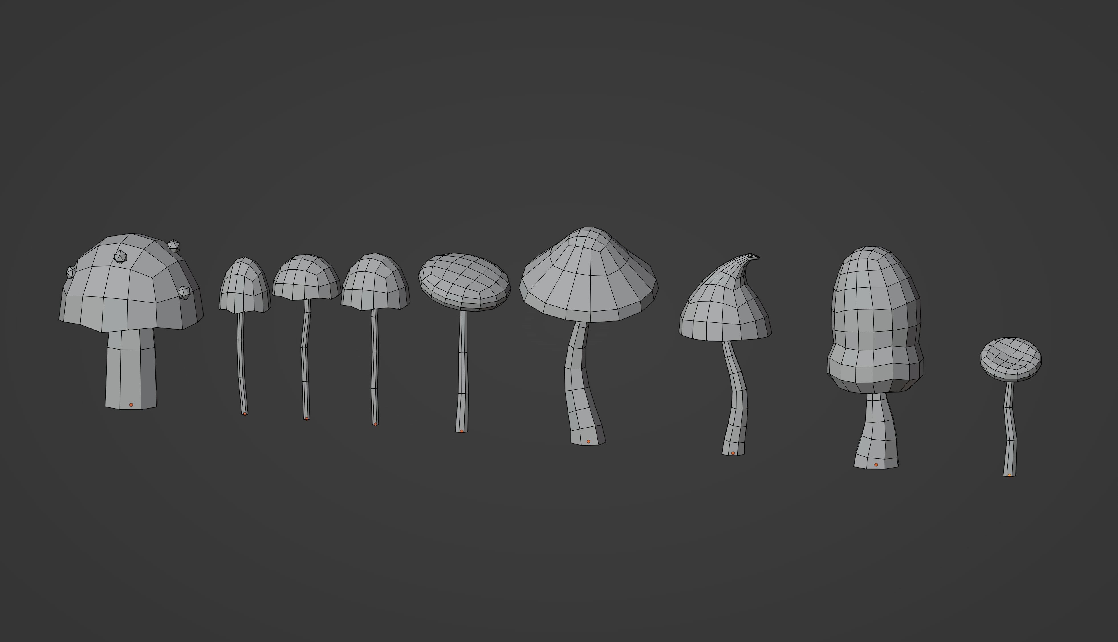Mushrooms Low Poly Low-poly 3D model_15