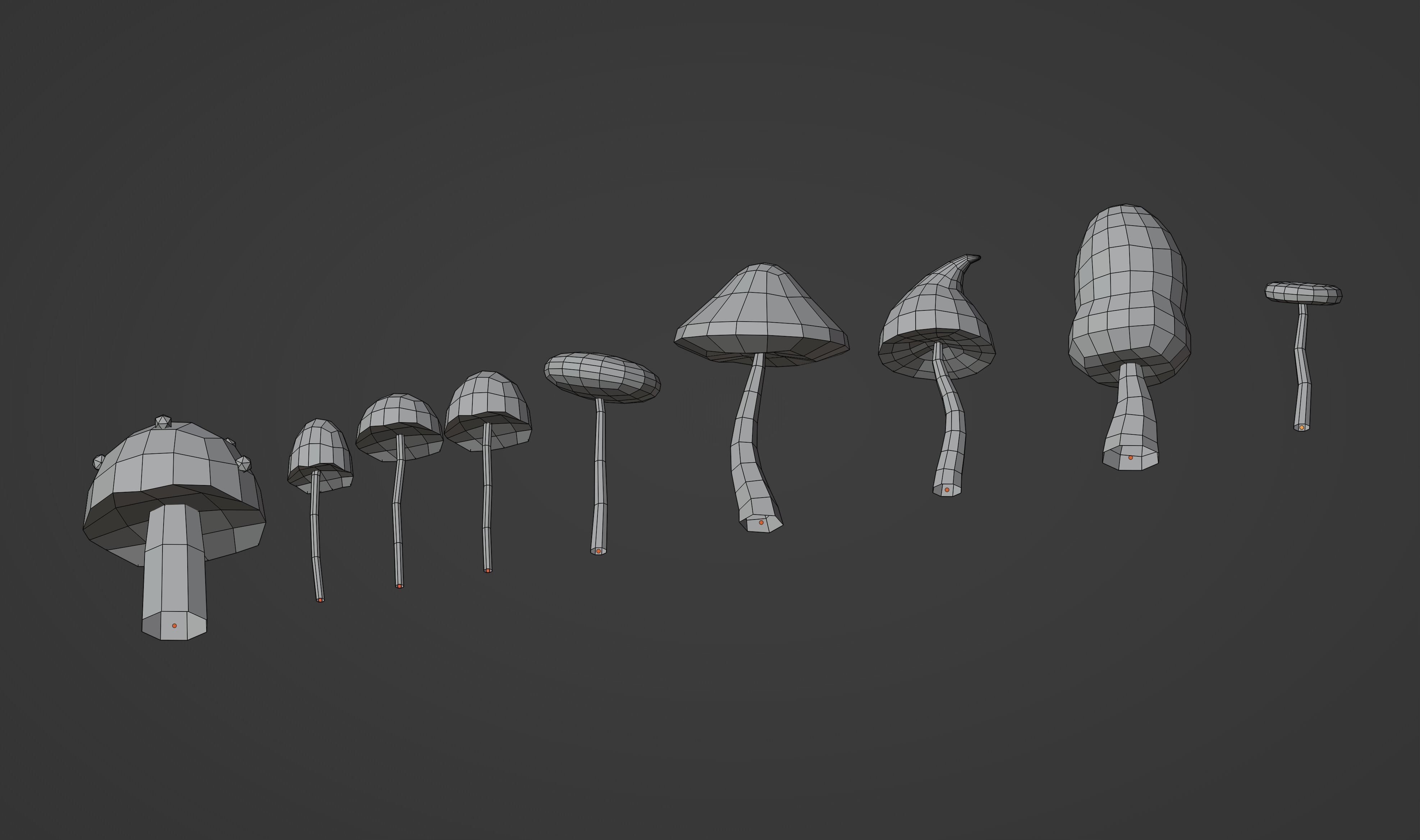 Mushrooms Low Poly Low-poly 3D model_16