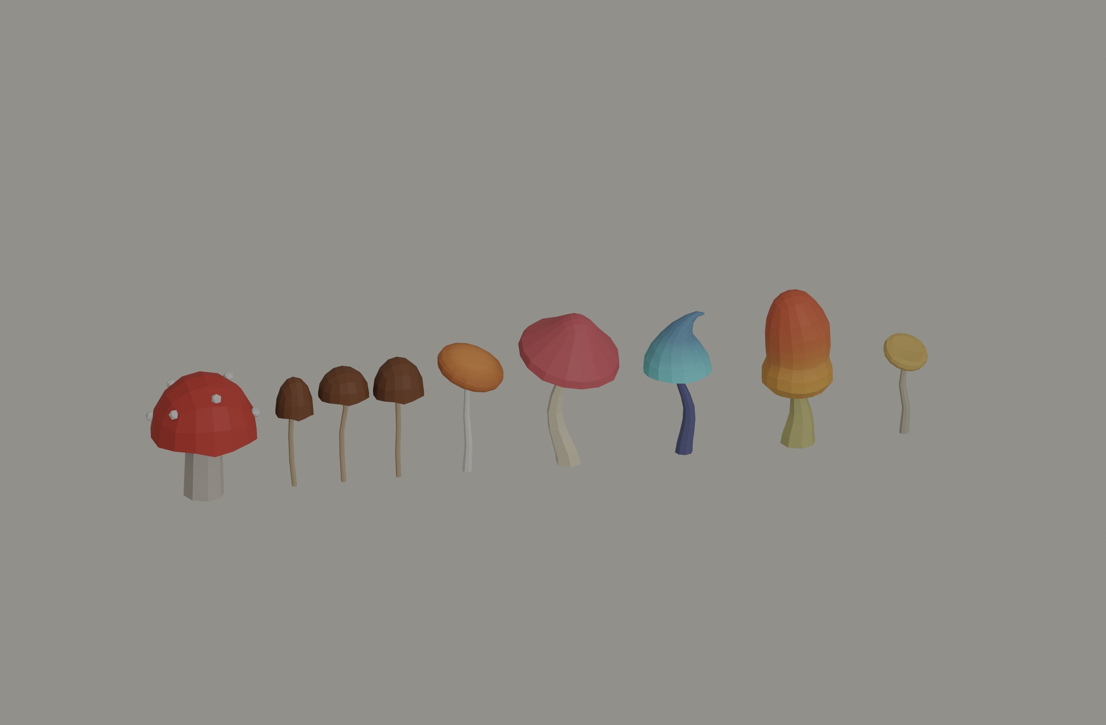 Mushrooms Low Poly Low-poly 3D model_1
