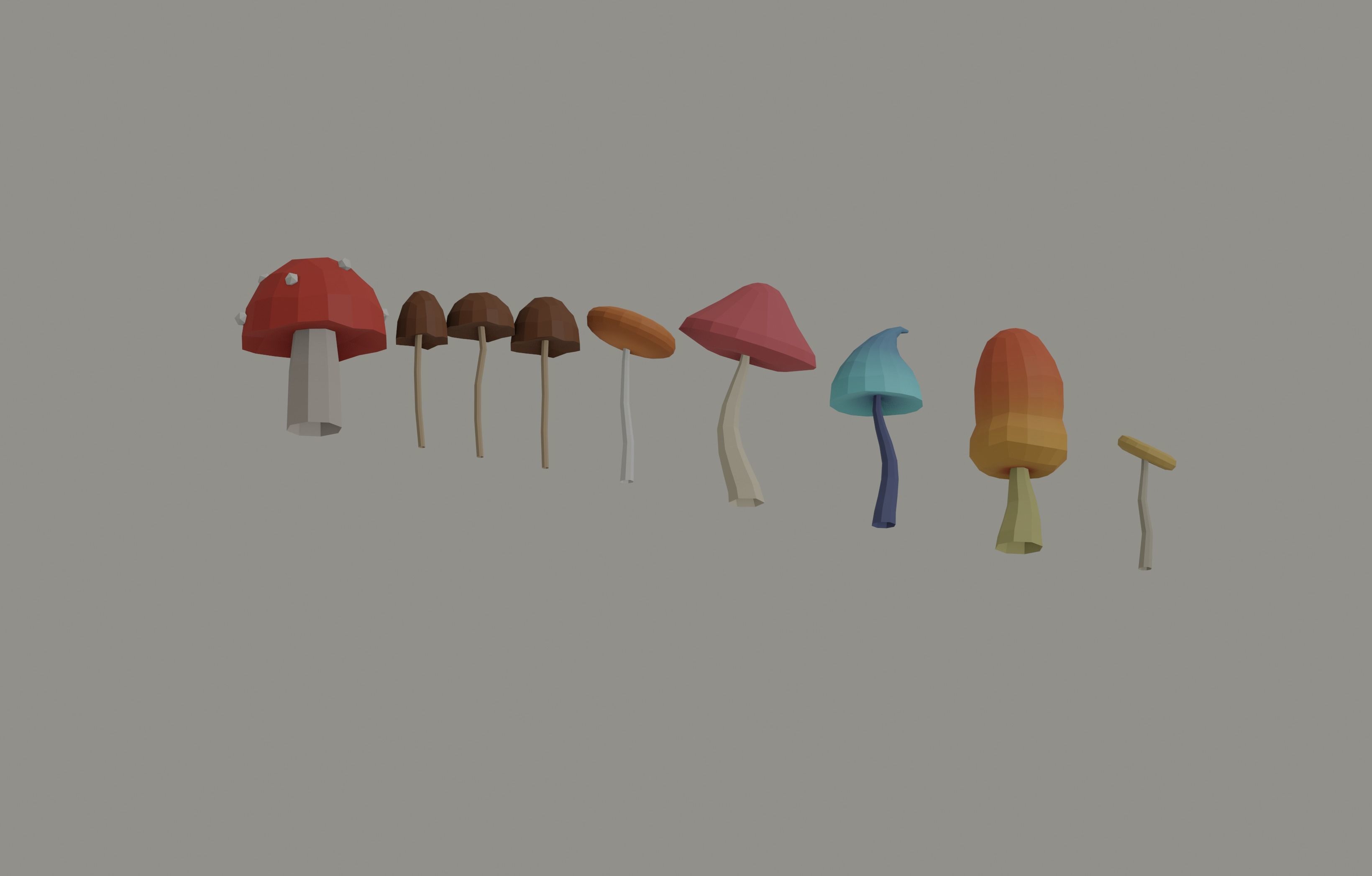 Mushrooms Low Poly Low-poly 3D model_4