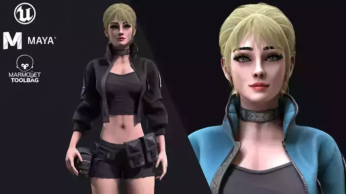 Combat Girl 1 - Game Ready 