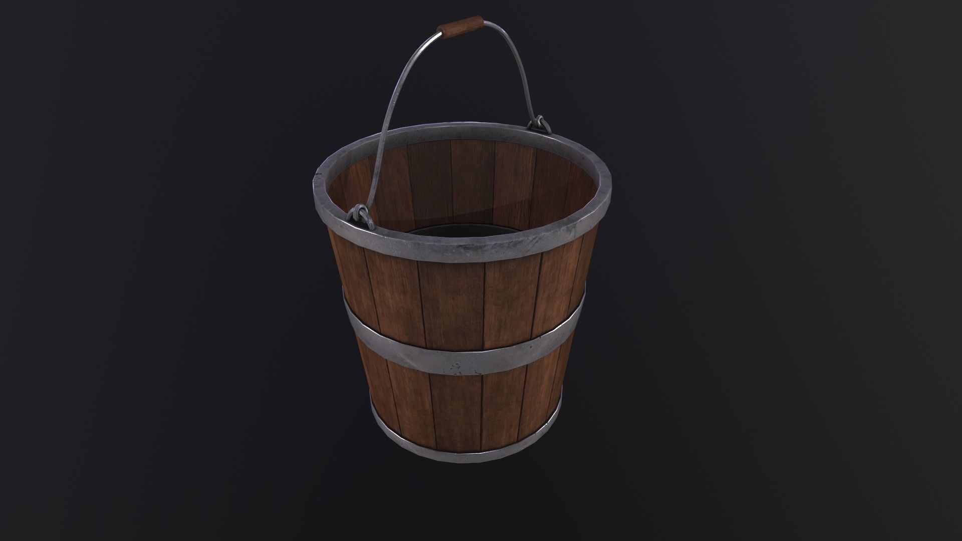 Old Wooden Bucket 3D Model Low-poly 3D model_2