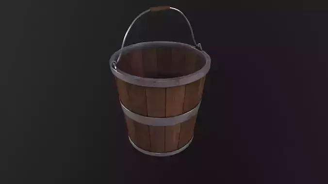 Old Wooden Bucket 3D Model