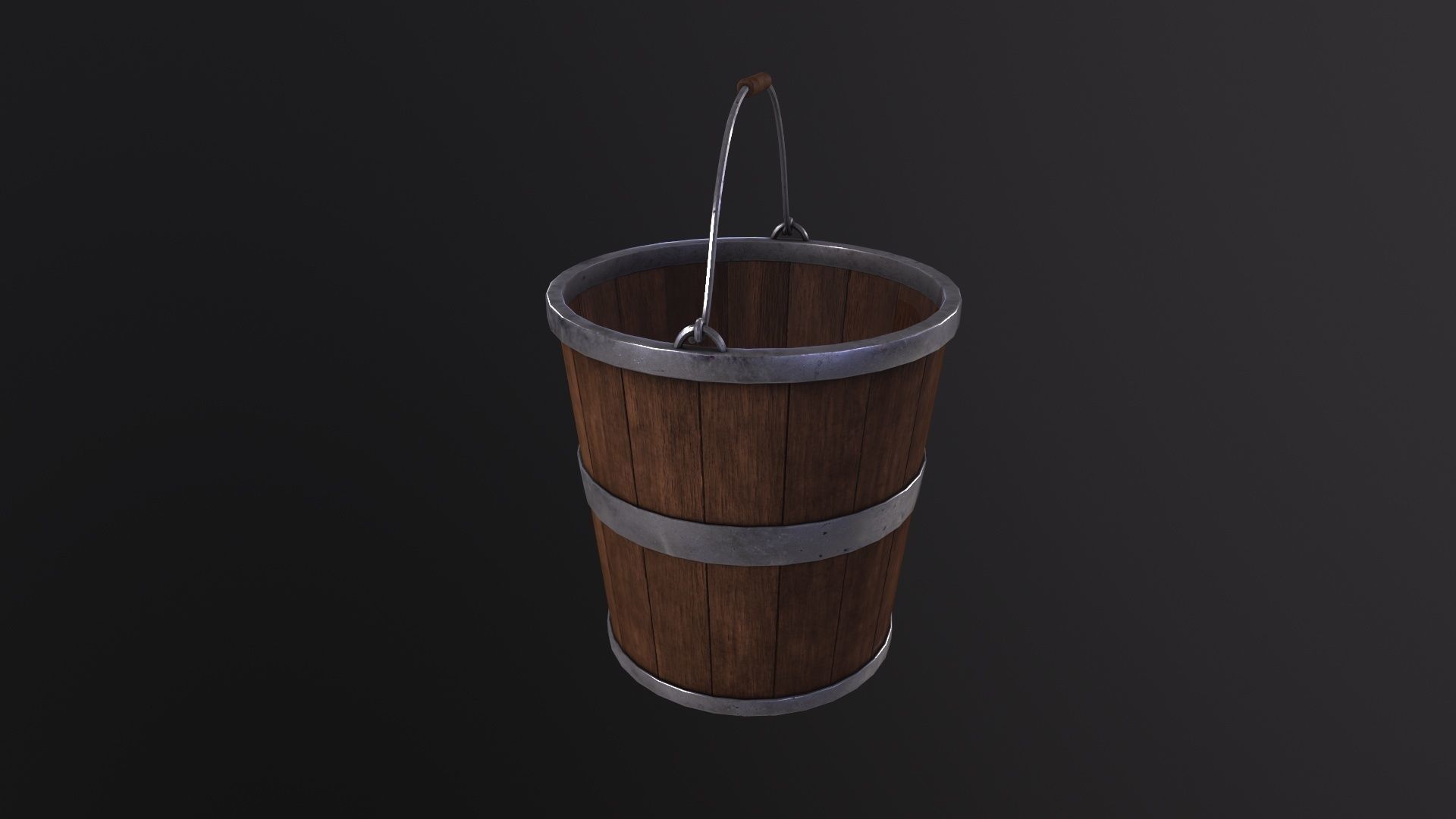 Old Wooden Bucket 3D Model Low-poly 3D model_3