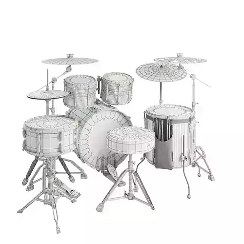 Realistic 3D Yamaha Drum kit Low-poly 3D model