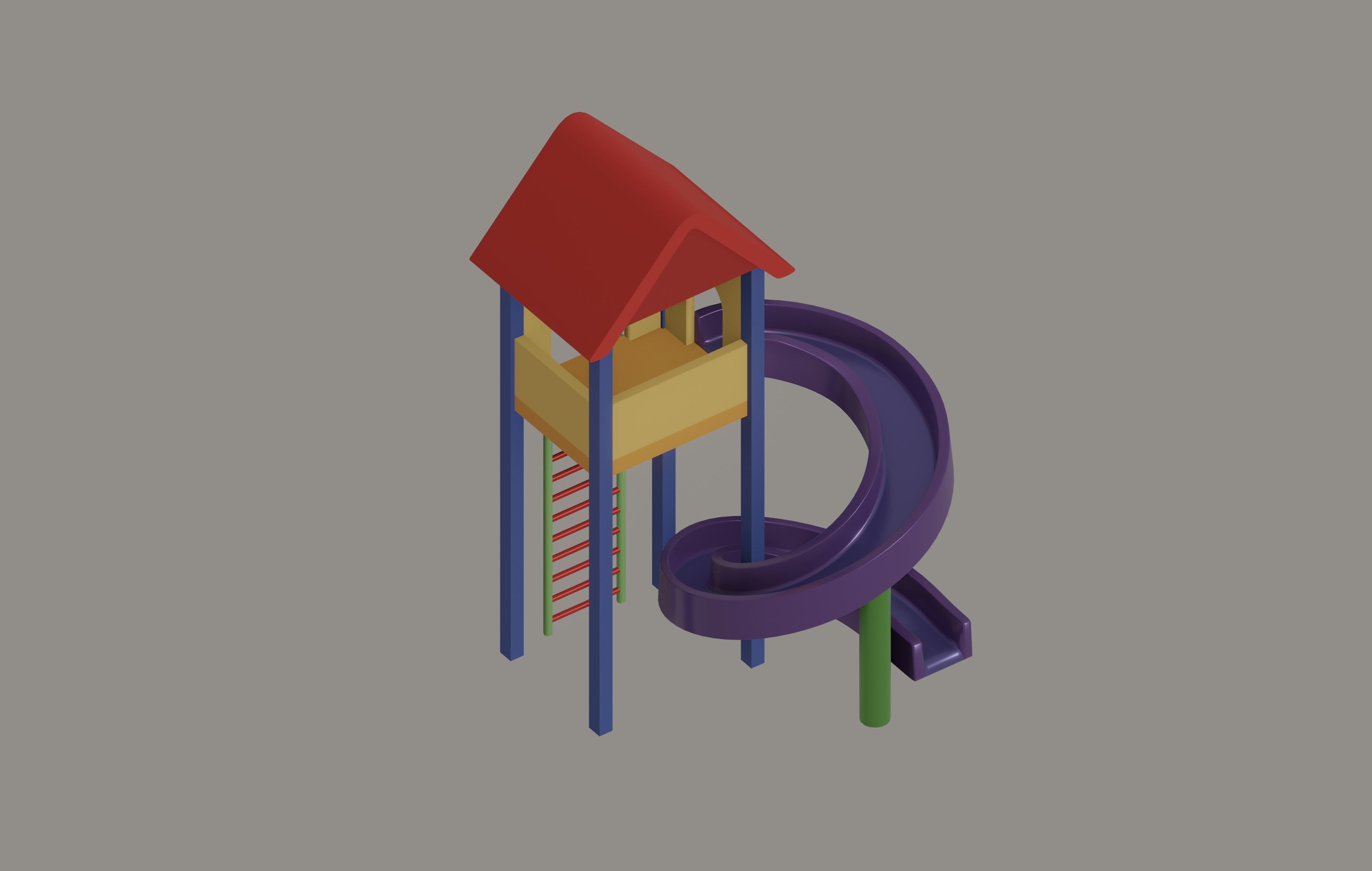 Playground Slide House Low-poly 3D model_2