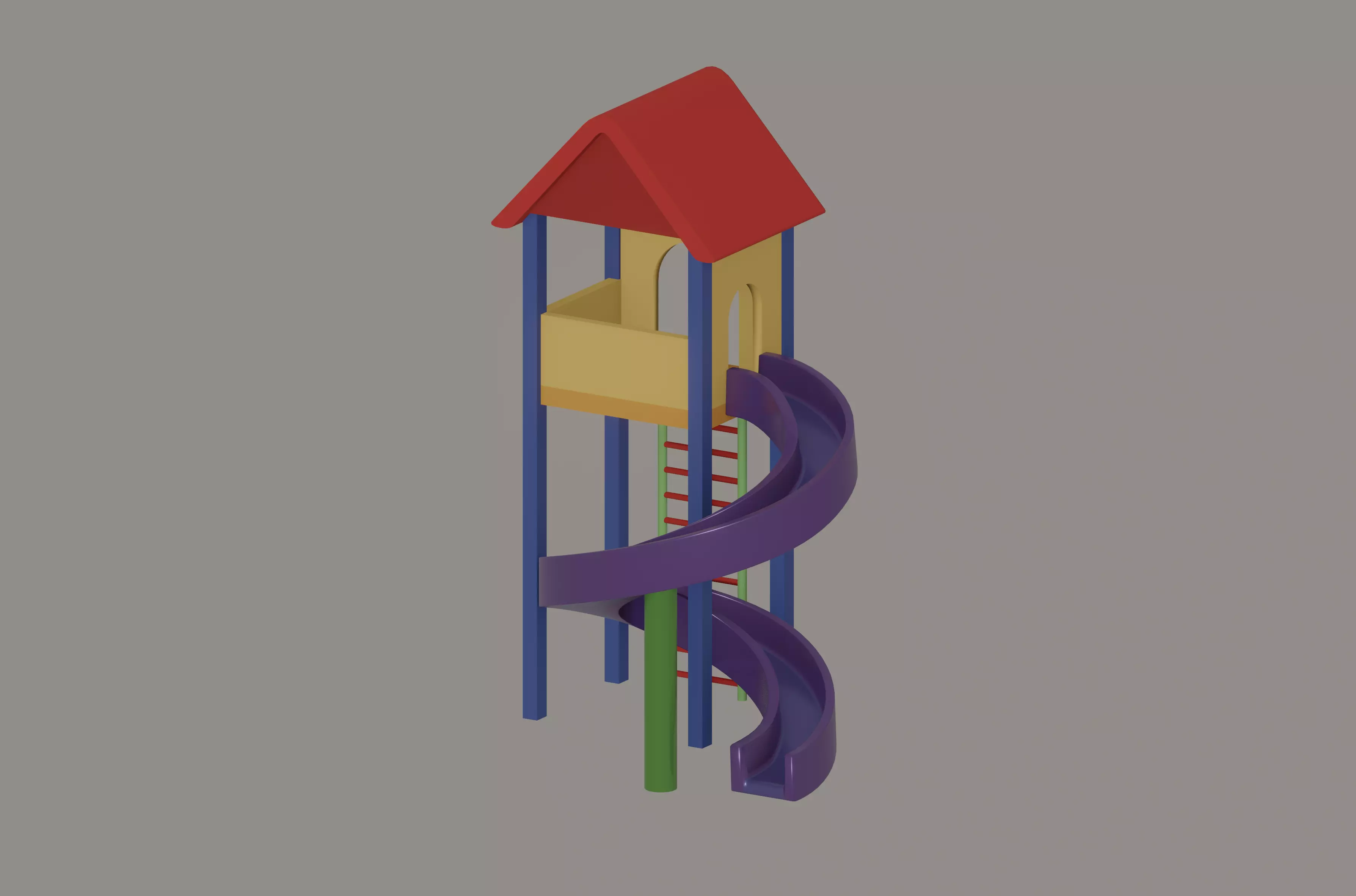Playground Slide House Low-poly 3D model_0
