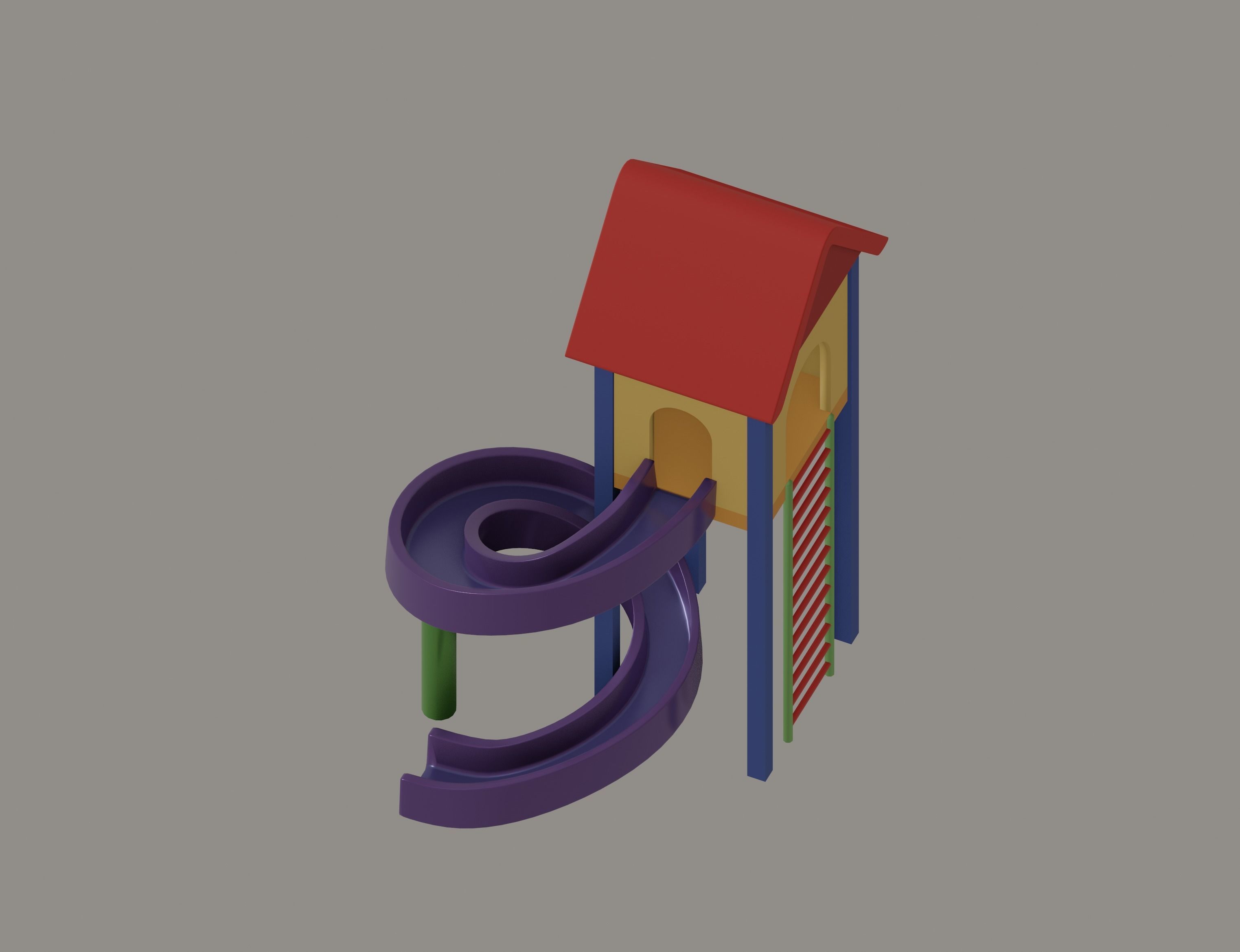 Playground Slide House Low-poly 3D model_5