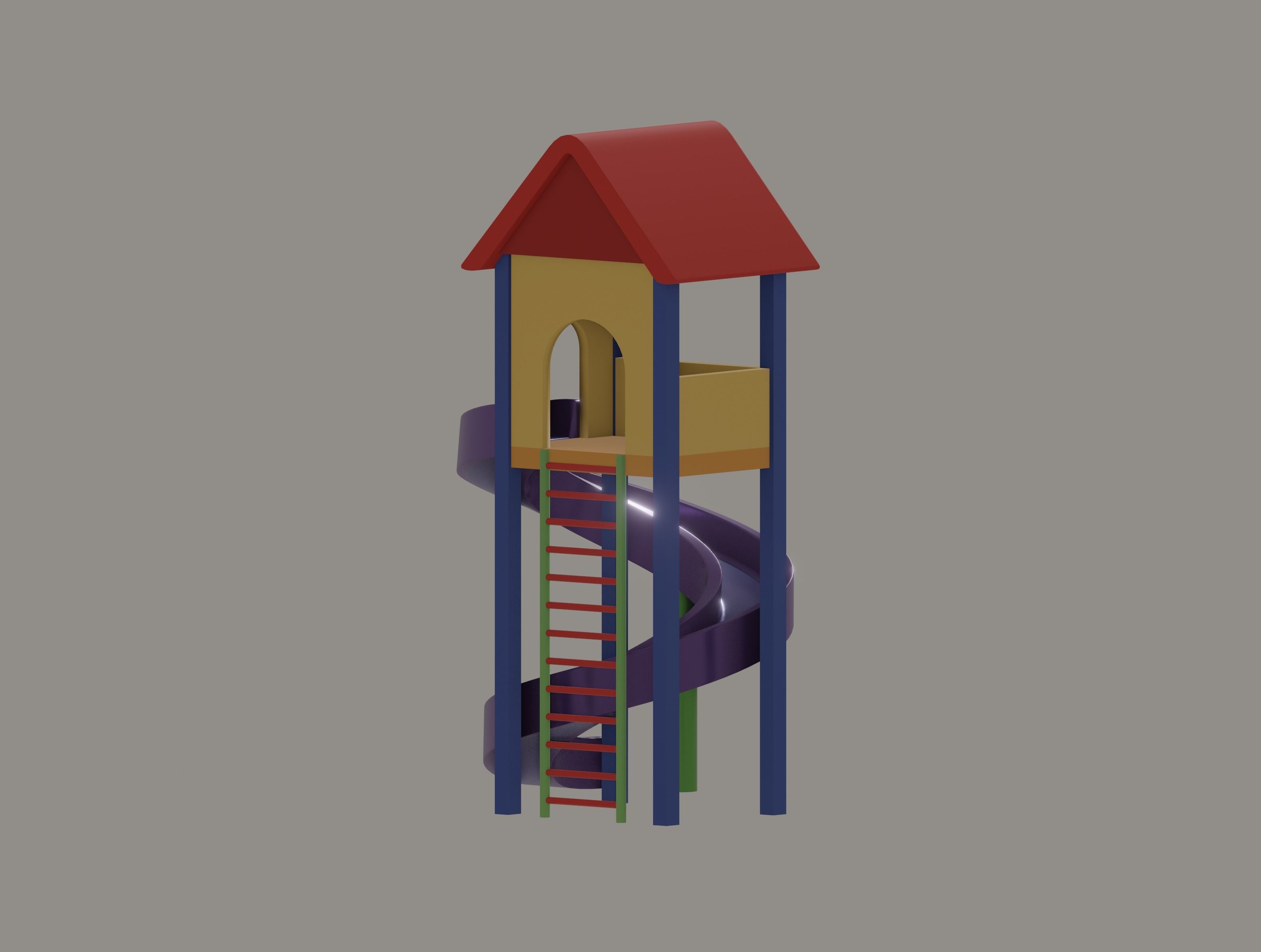 Playground Slide House Low-poly 3D model_9