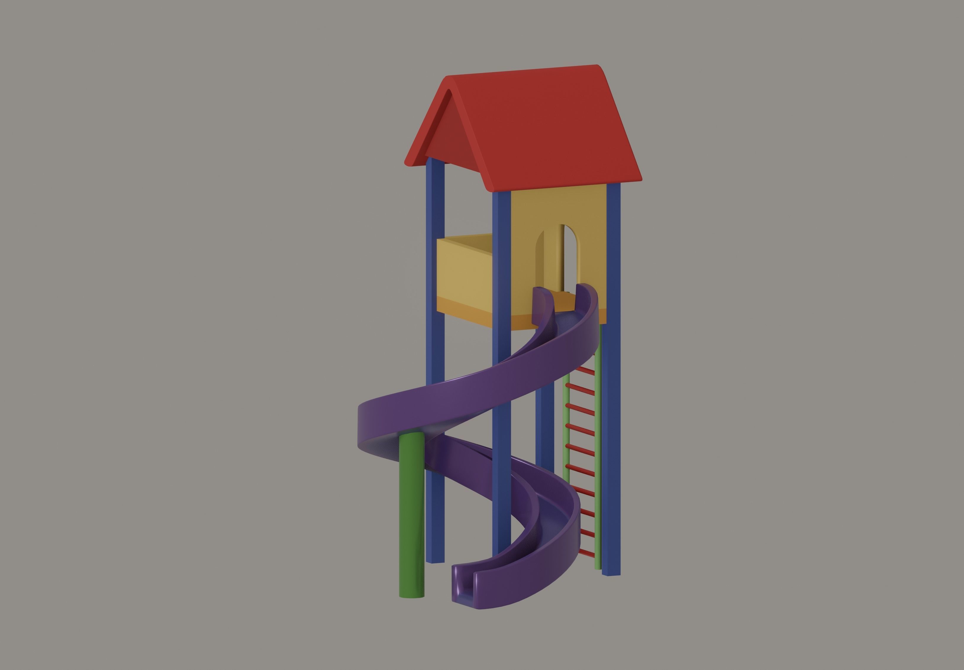 Playground Slide House Low-poly 3D model_4
