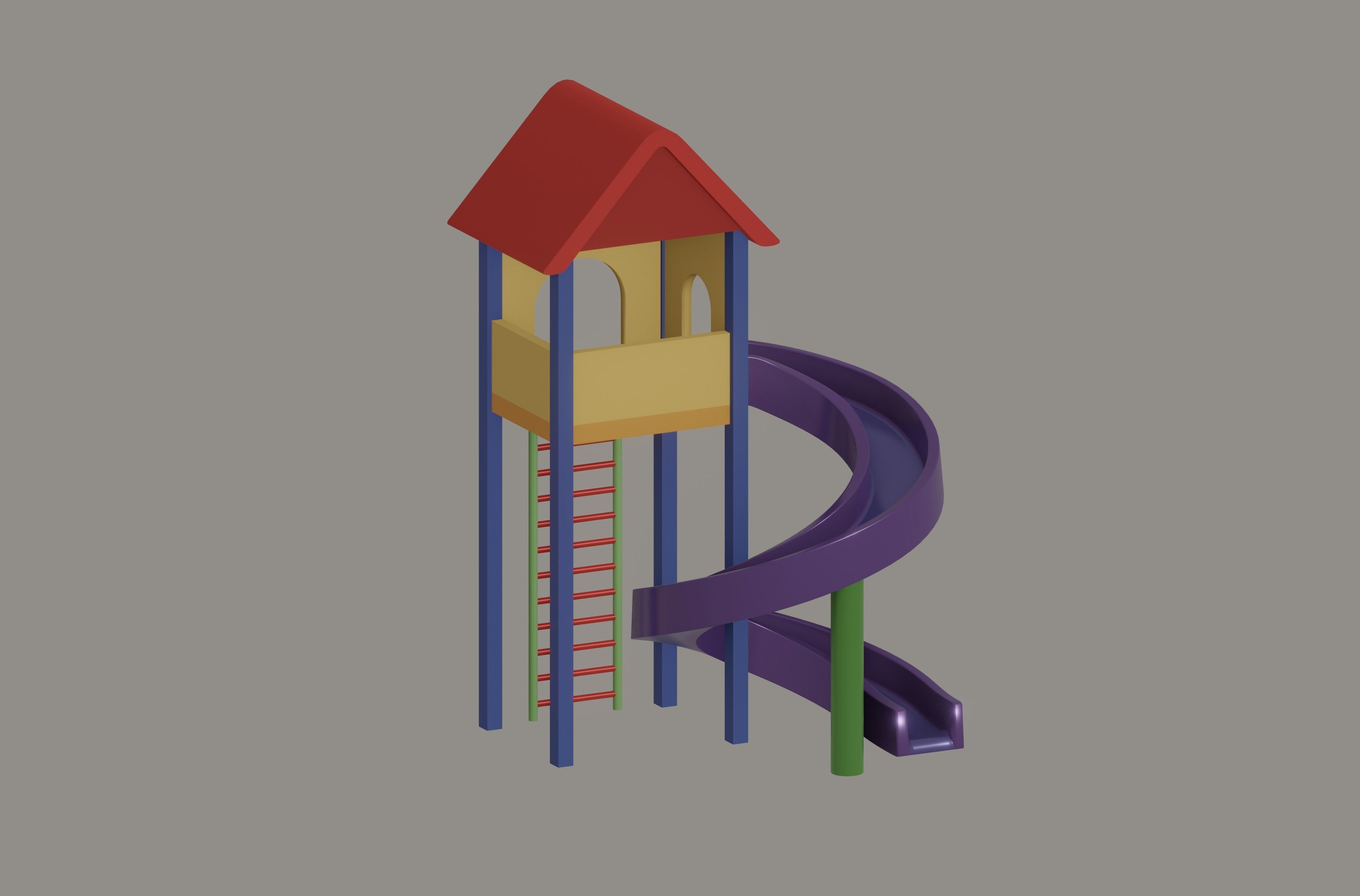 Playground Slide House Low-poly 3D model_1