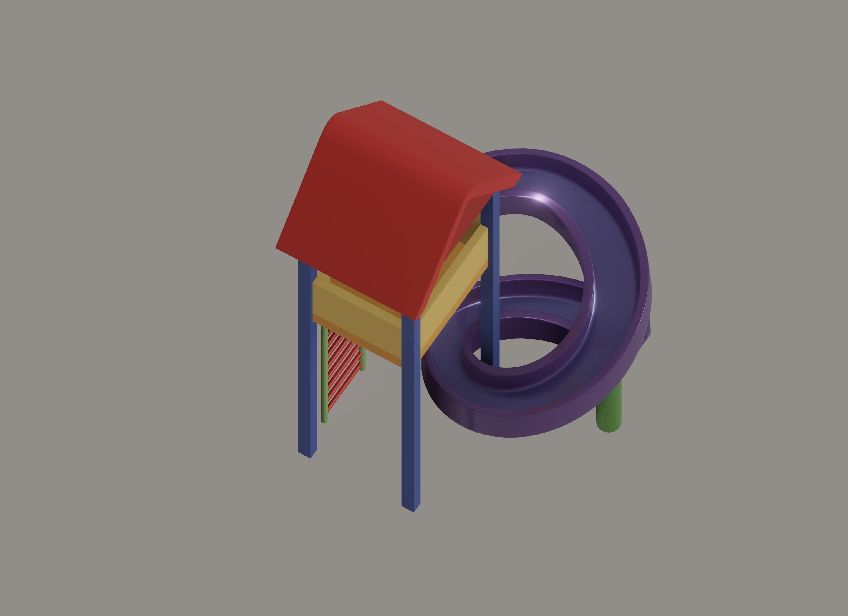 Playground Slide House Low-poly 3D model_6
