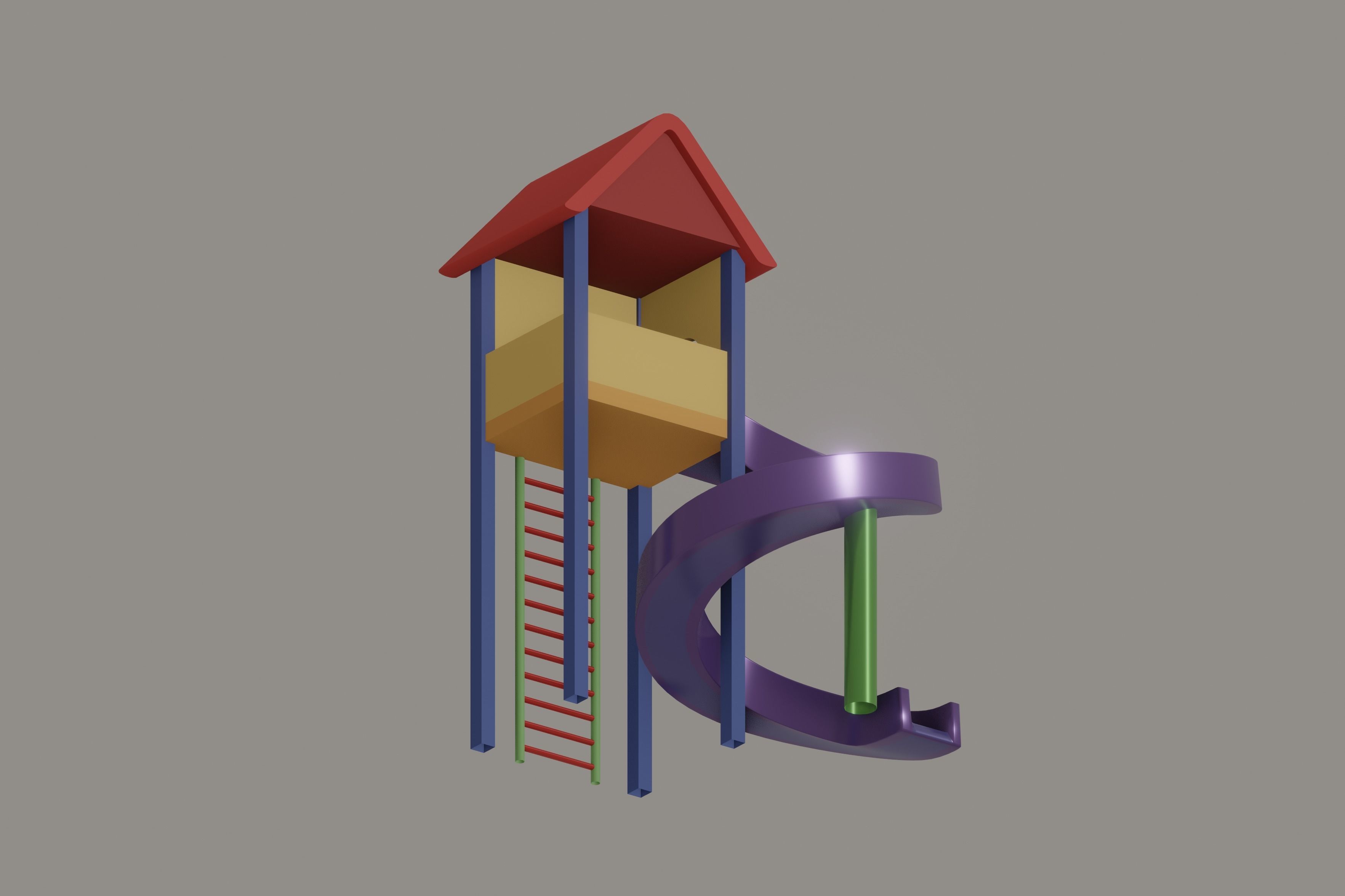 Playground Slide House Low-poly 3D model_3