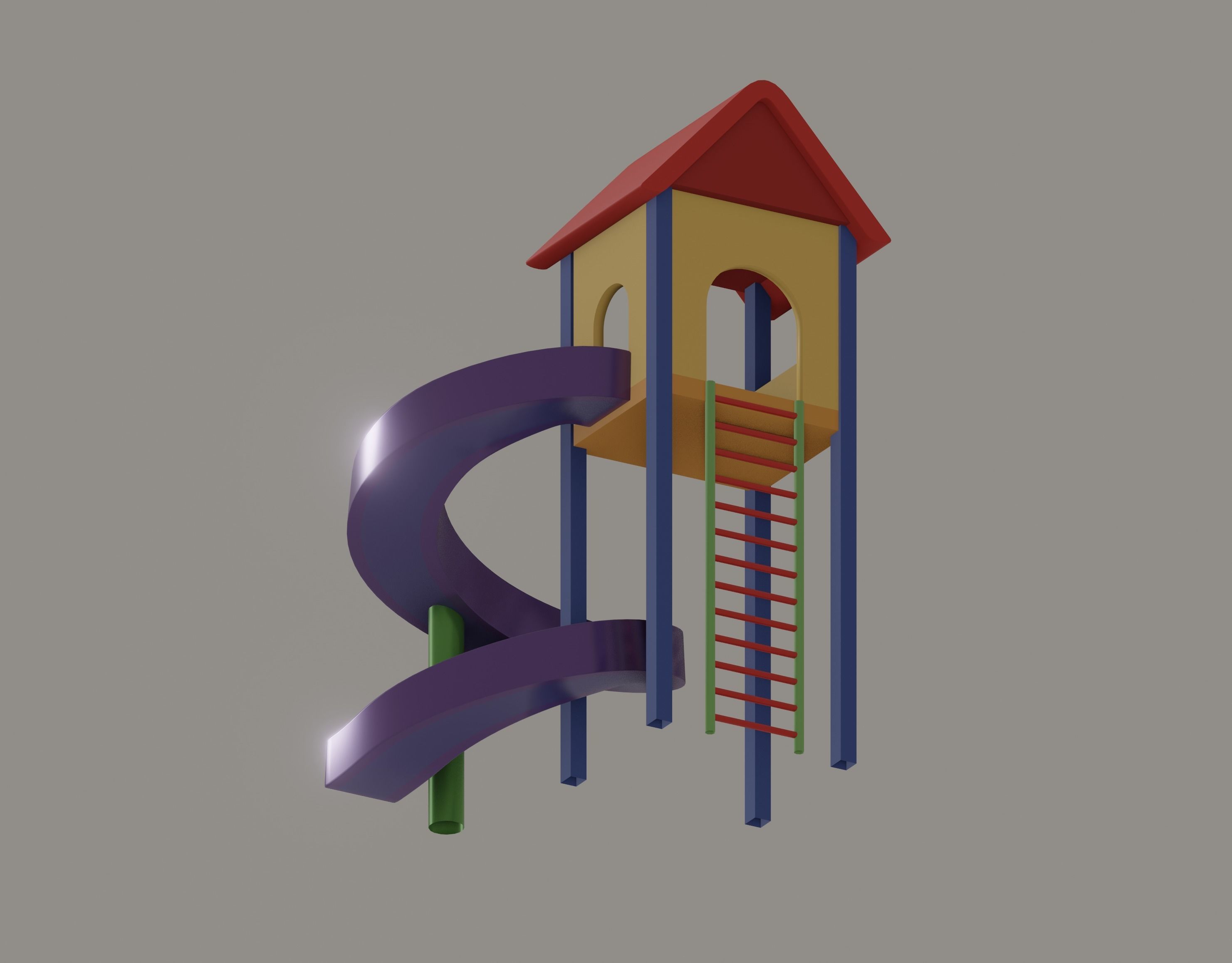 Playground Slide House Low-poly 3D model_8