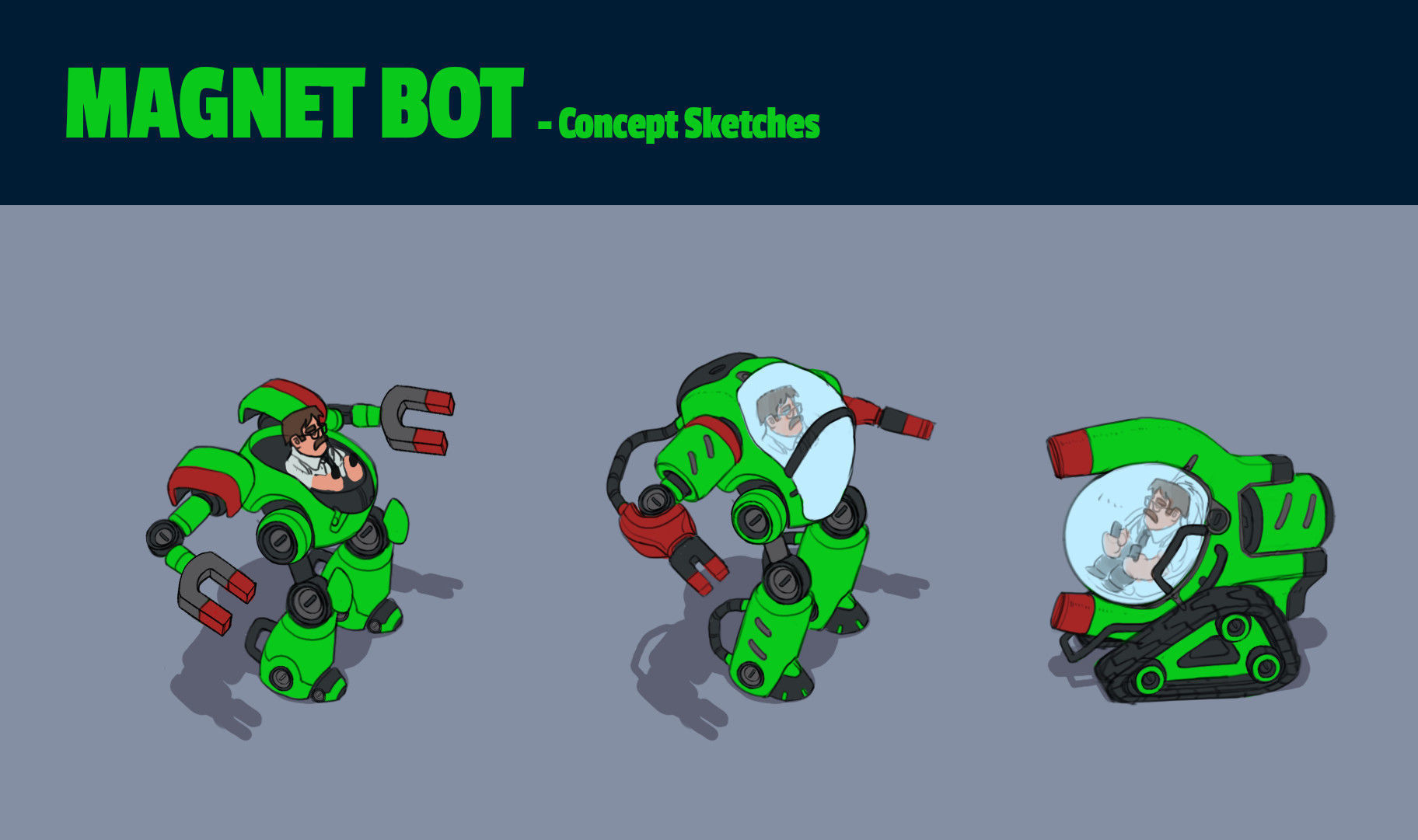 Magnet Robot Car Low-poly 3D model_2