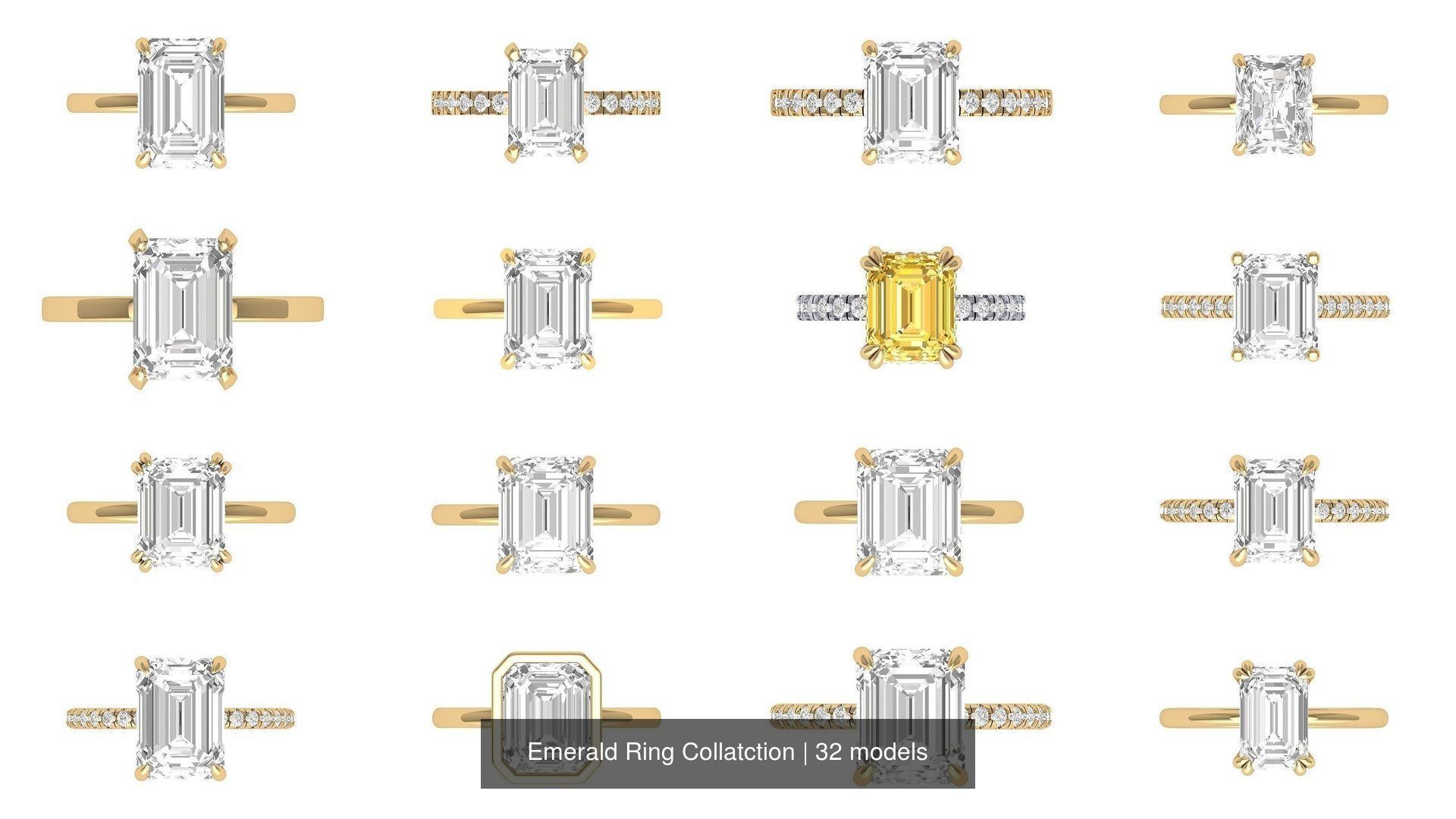 Emerald Ring Collatction 3D Model Collection_1