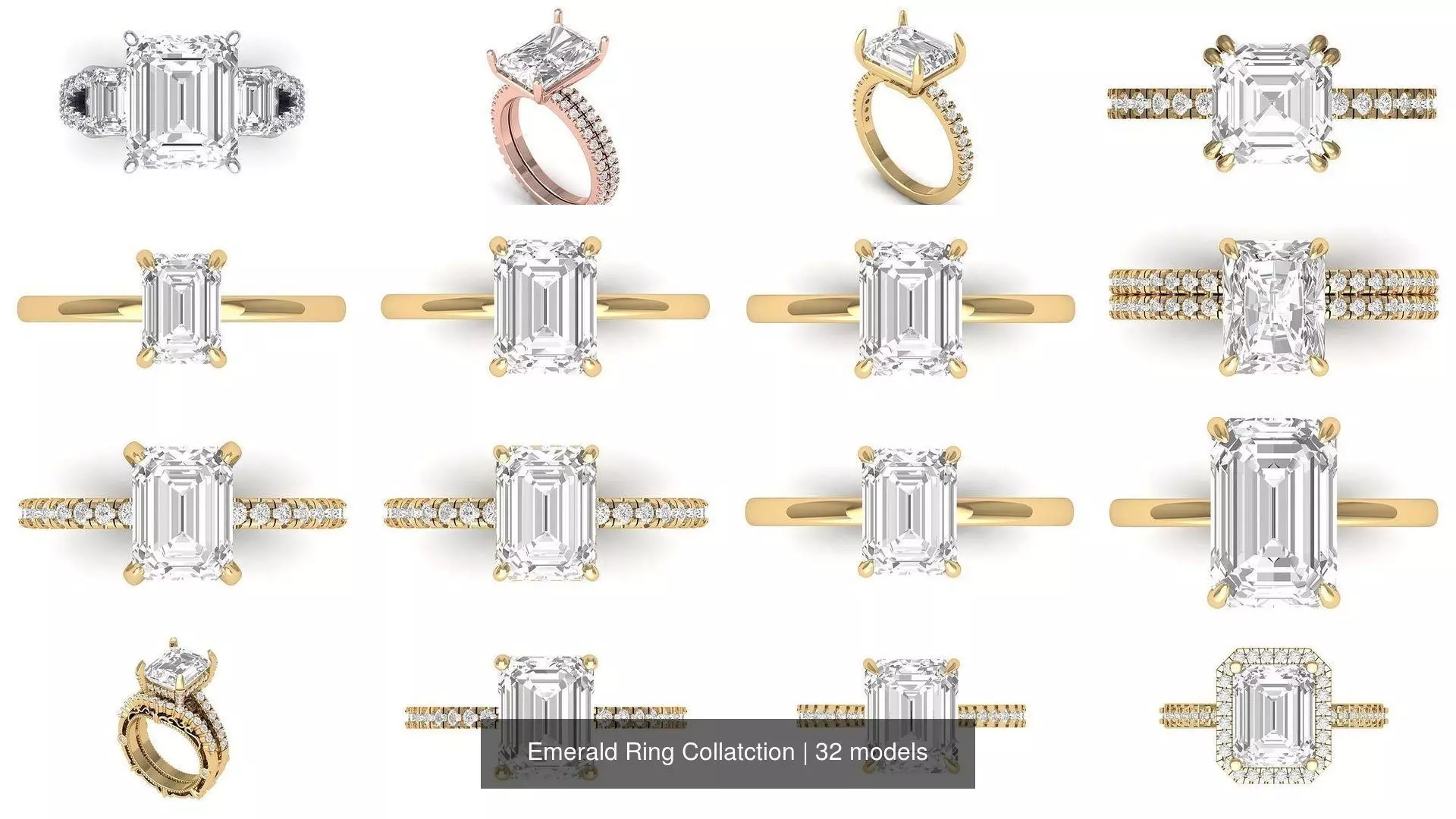 Emerald Ring Collatction 3D Model Collection_0