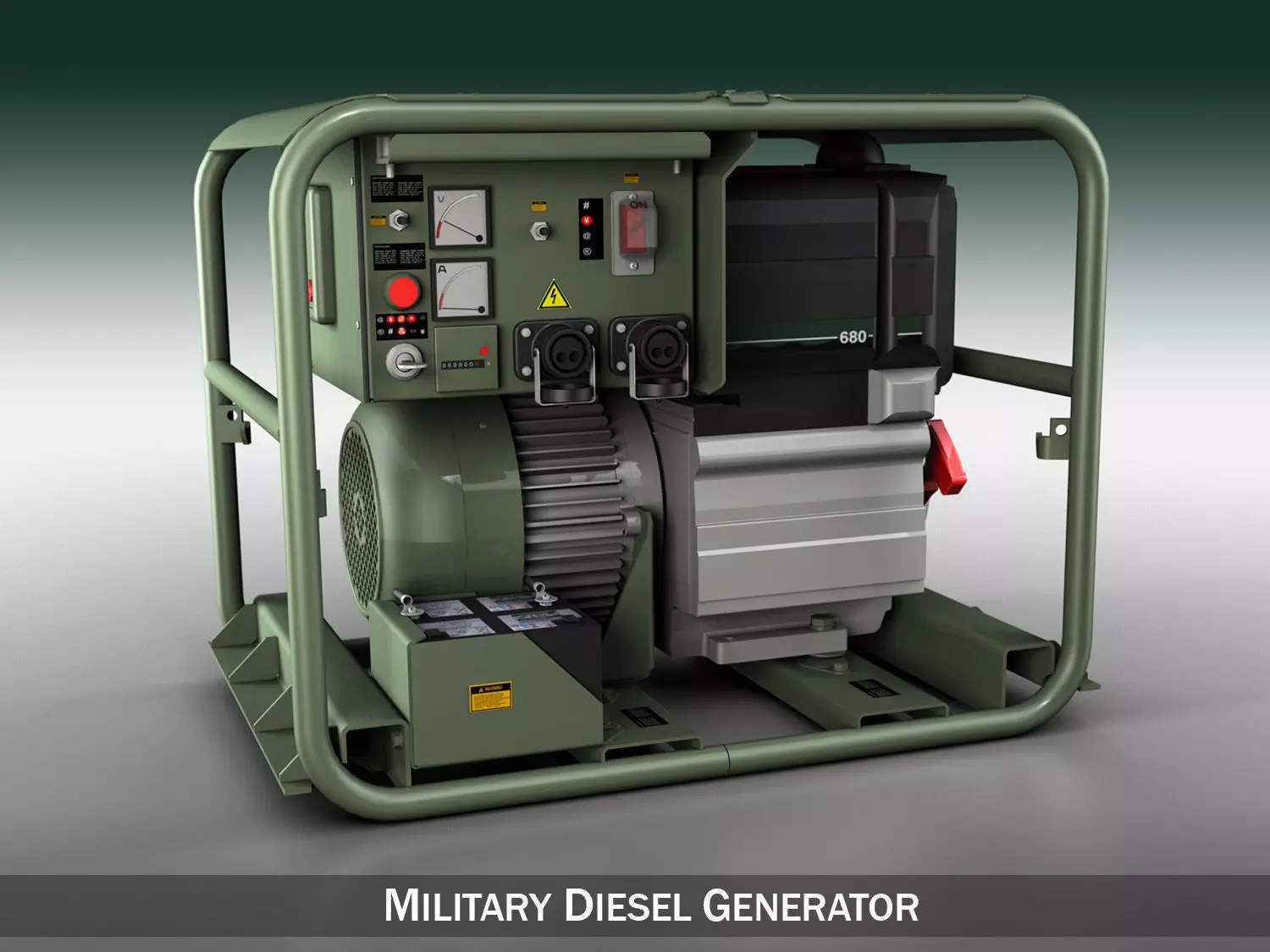 Military diesel generator 3D model_0
