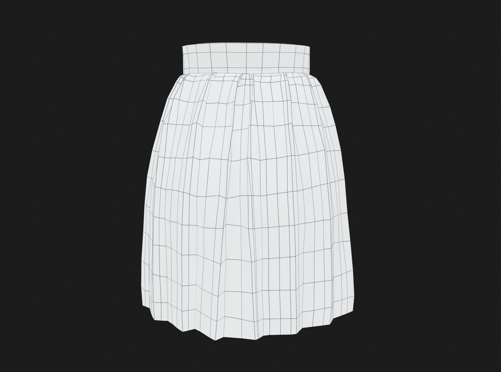 White Knife Pleated Skirt  Low-poly 3D model_9
